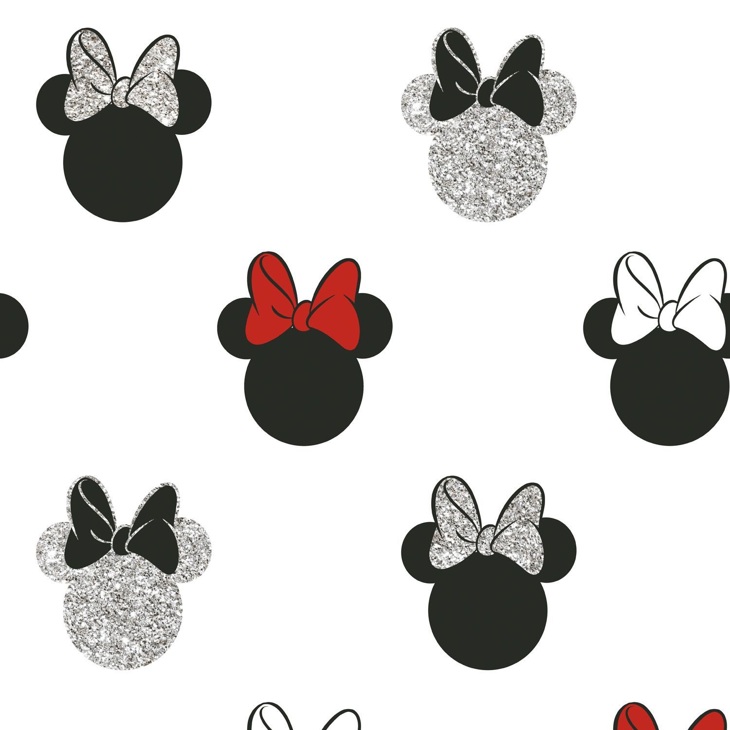 A pattern of minnie mouse heads with bows - Minnie Mouse