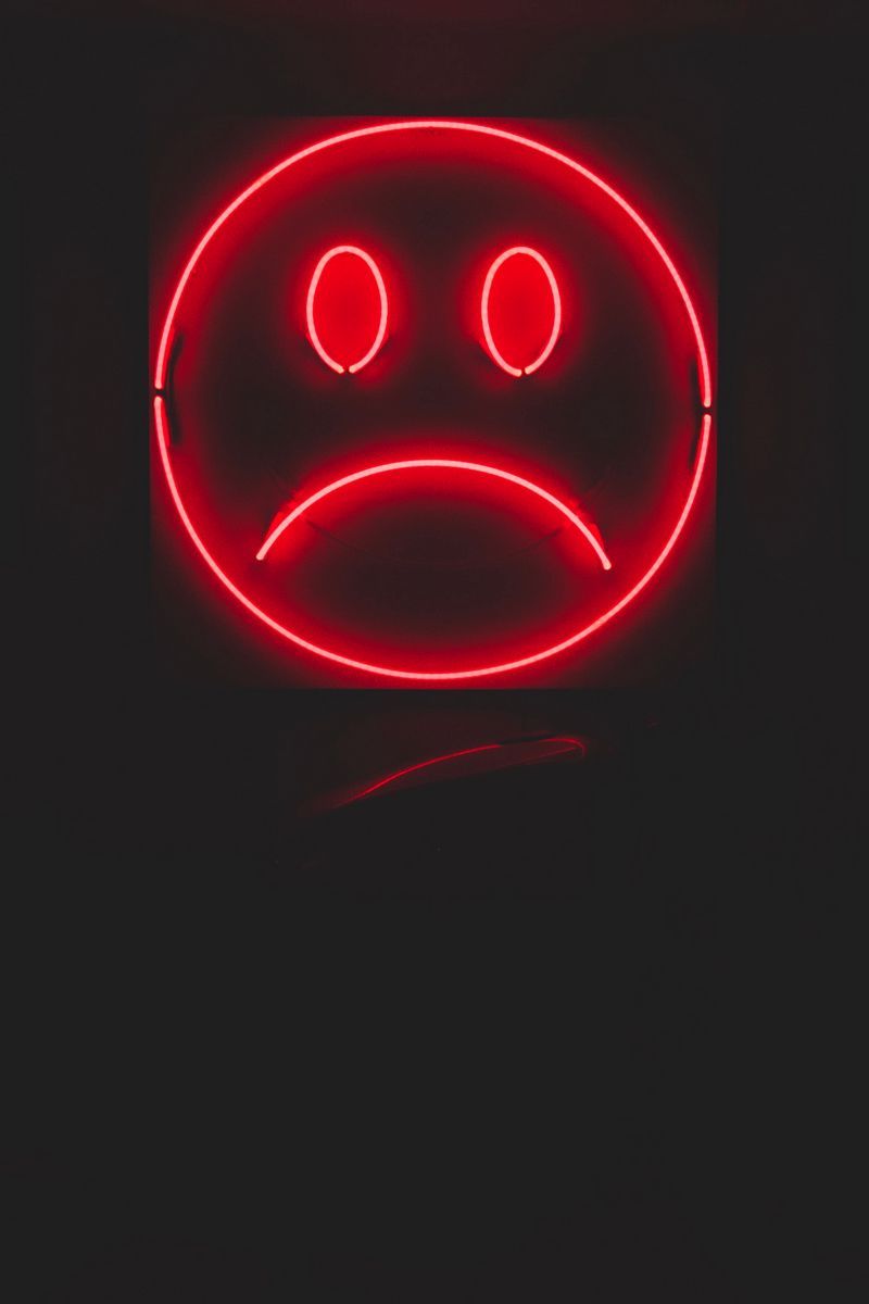 Download Wallpaper 800x1200 Smile, Smiley, Sad, Neon, Red, Dark Iphone 4s 4 For Parallax HD Background
