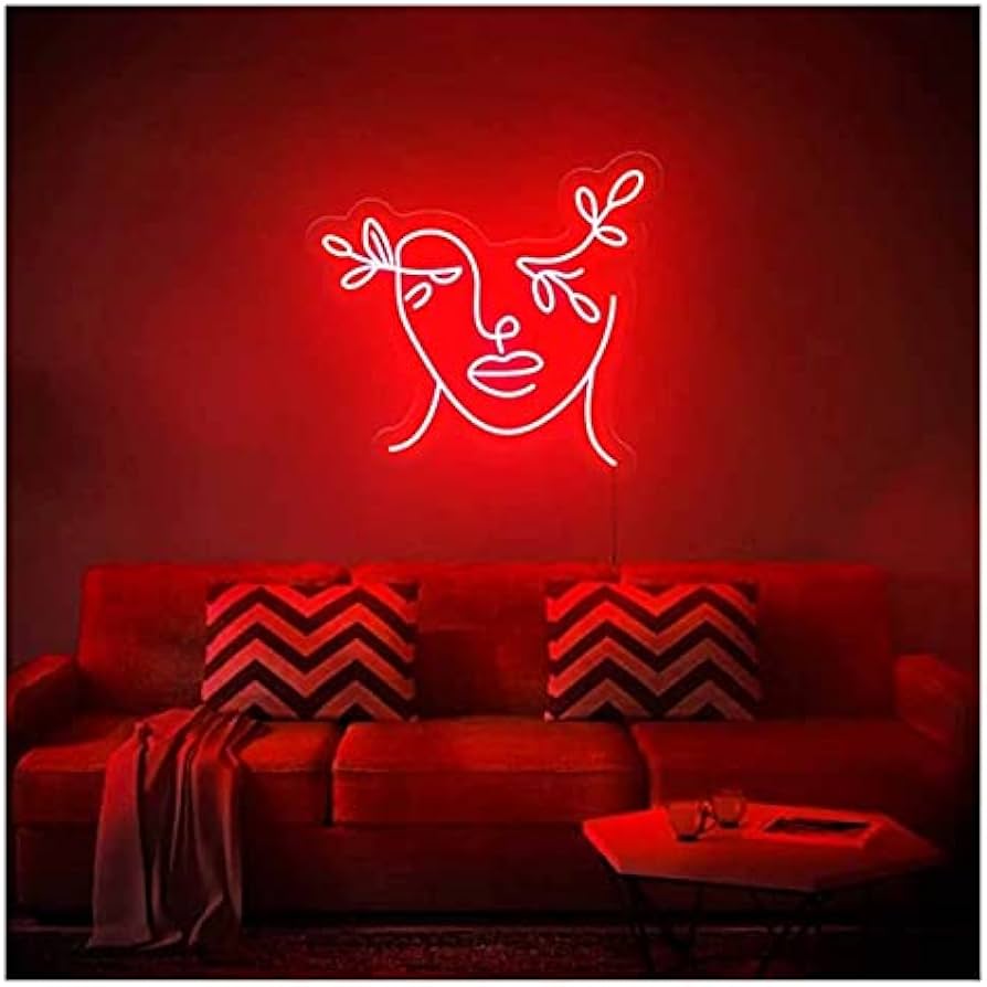 Custom Neon Sign Aesthetic Mother Nature, Art Room Neon LED Signs Party Decoration Light Neon Sign for Bar Christmas Party Wedding Living Room Office (Color : Red, Size : Height 50cm)