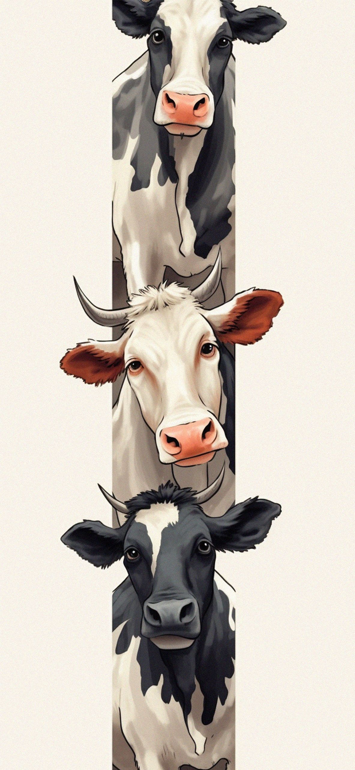 Three Cows Beige Aesthetic Wallpaper Animals Wallpaper