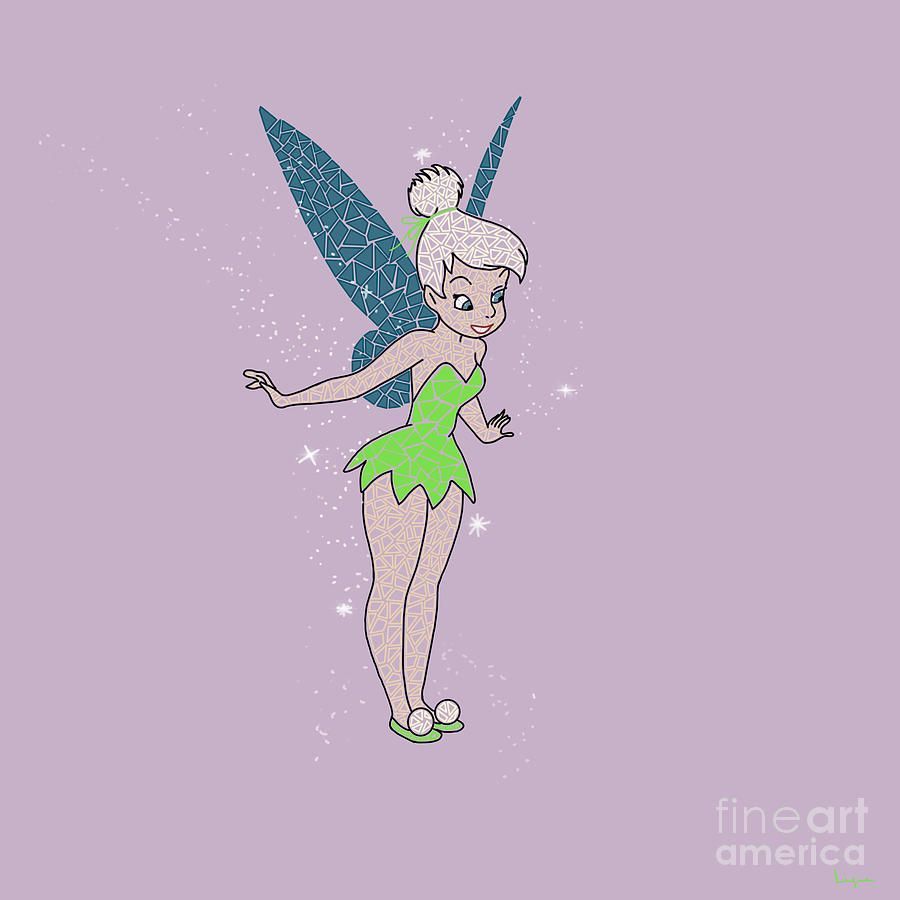 Tinkerbell on Mosaic Digital Art by Ligia Padron Acevedo