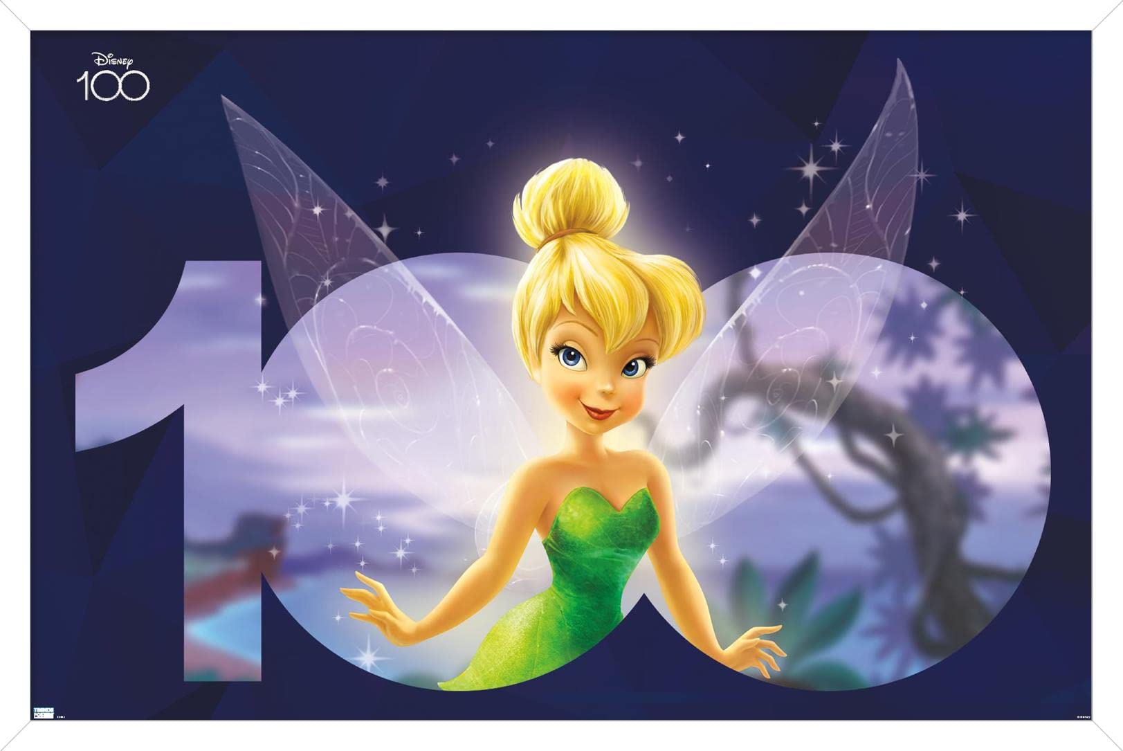 Tinker Bell in front of a purple background with the number 10 on the left - Tinkerbell