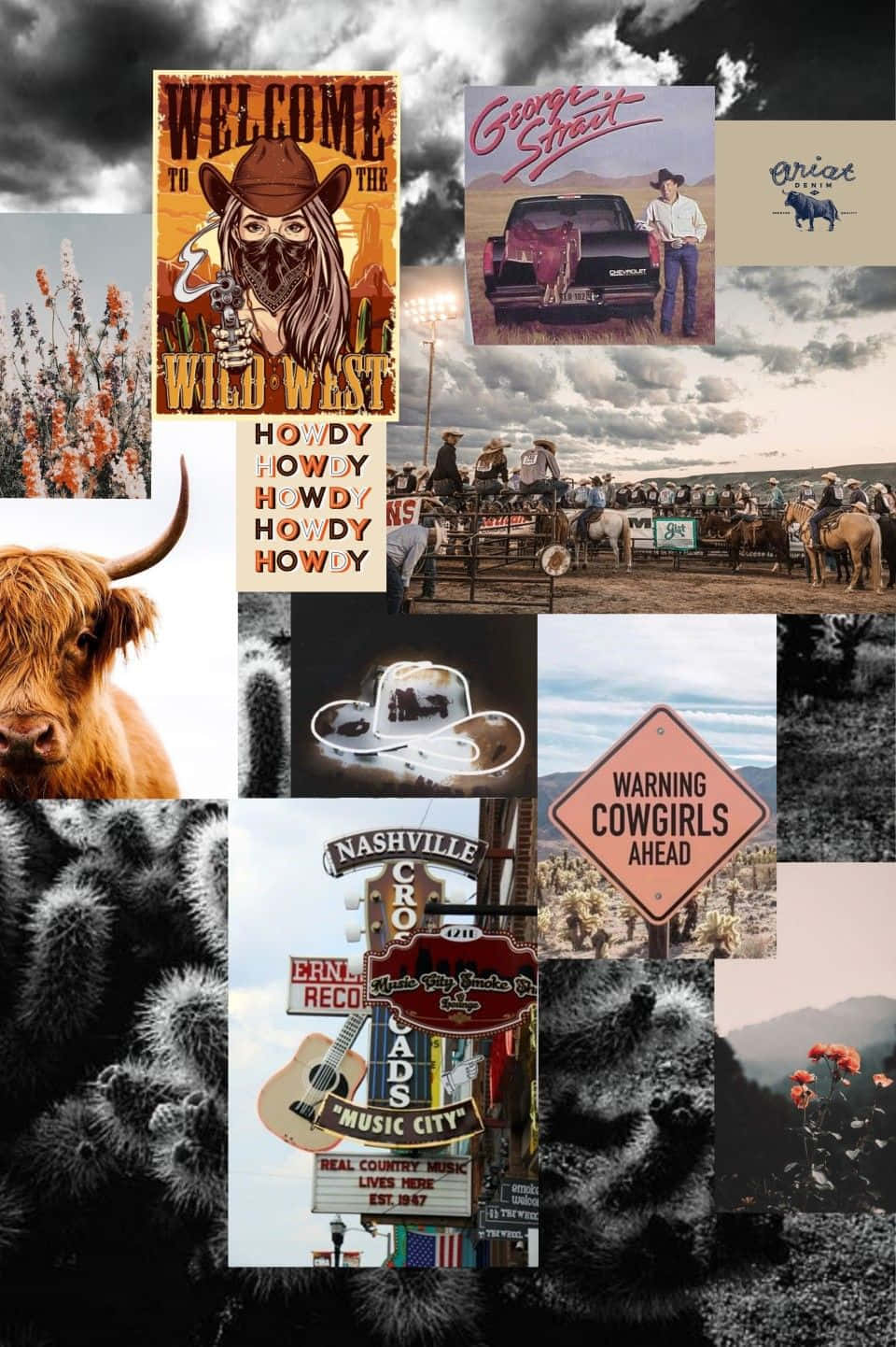 Download Cute Country Western Life Collage Wallpaper