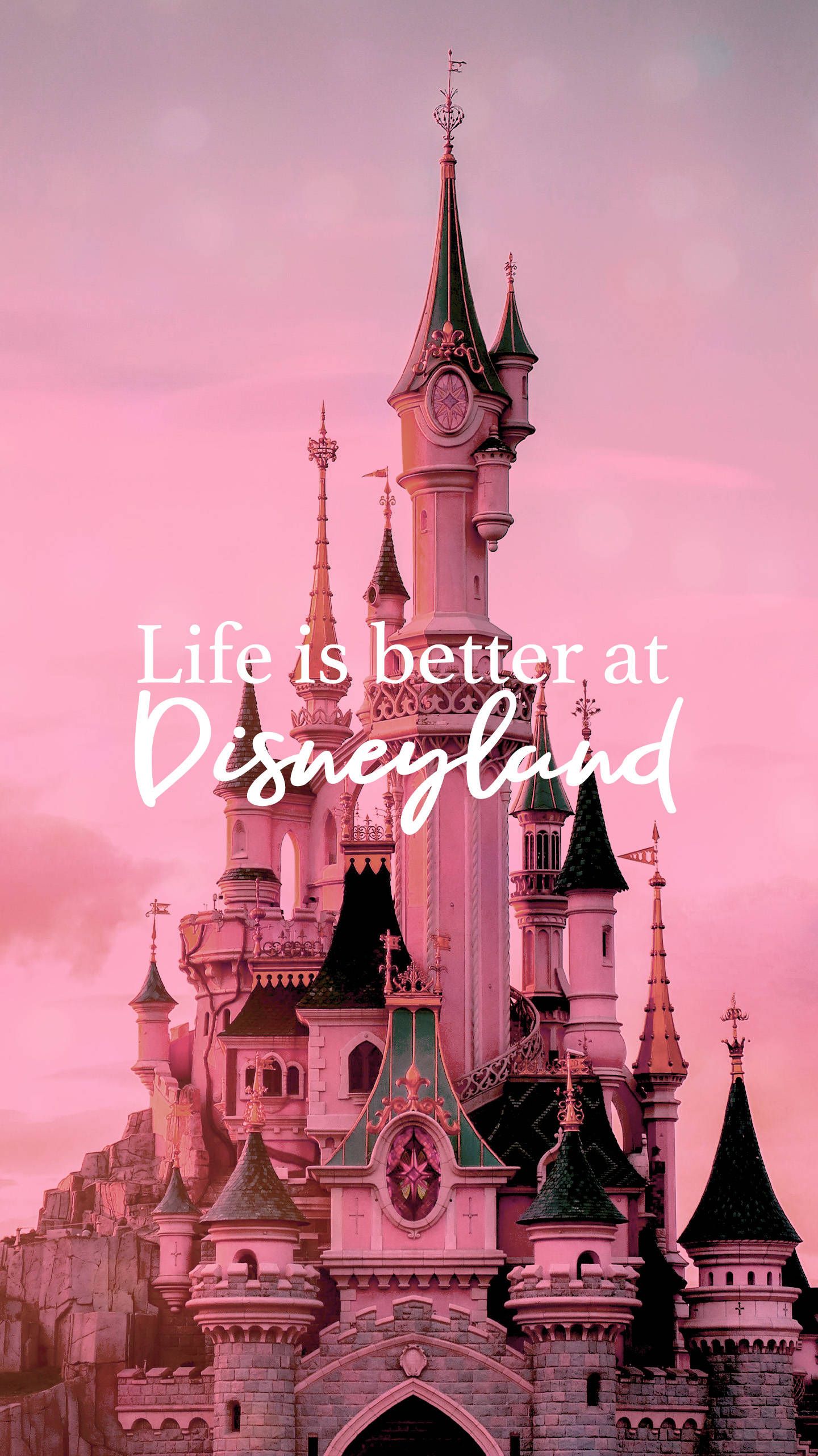 Download Dark Pink Disneyland Wallpaper