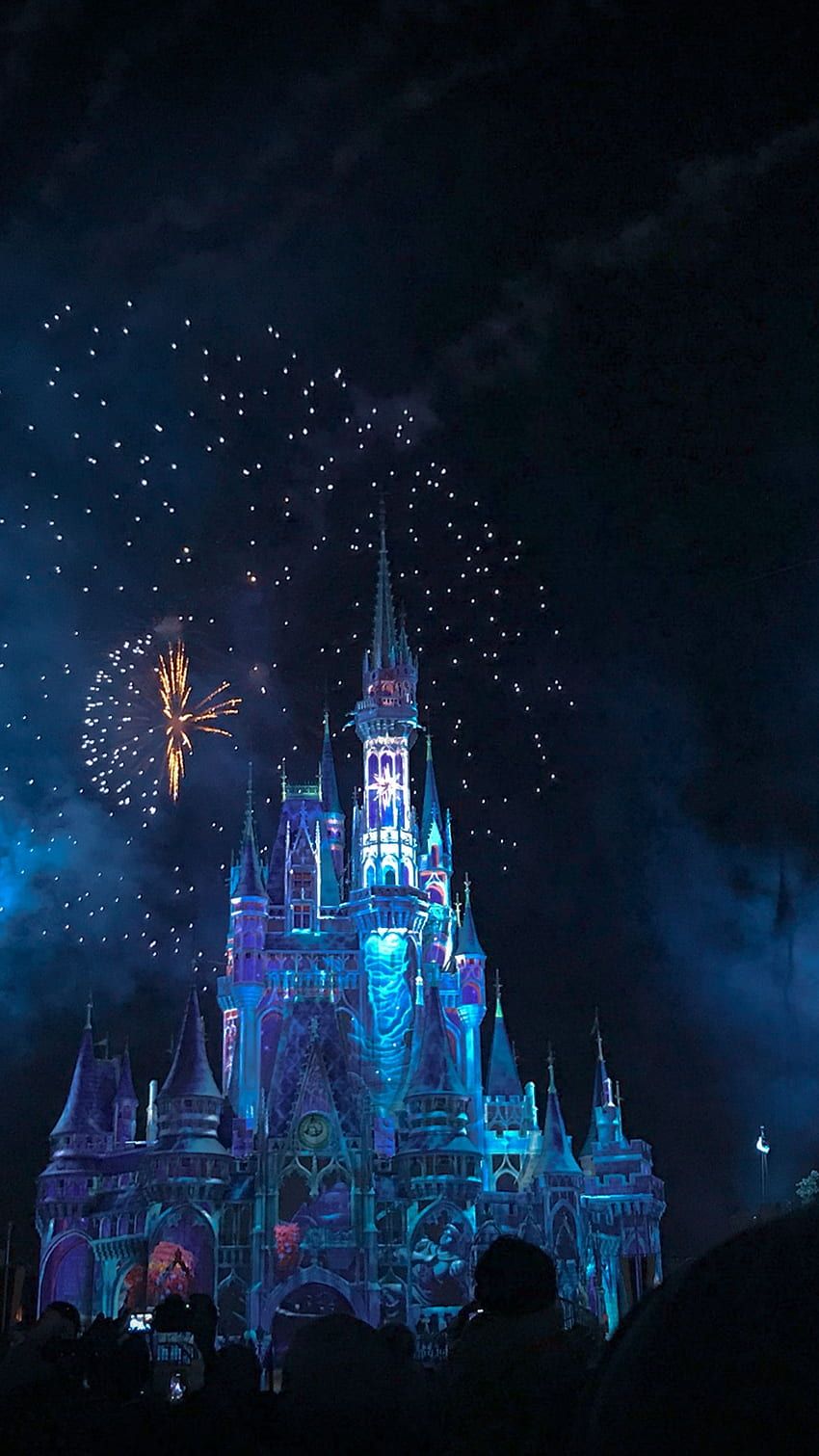 A picture of the castle at Disney world with fireworks going off in the sky - Disneyland