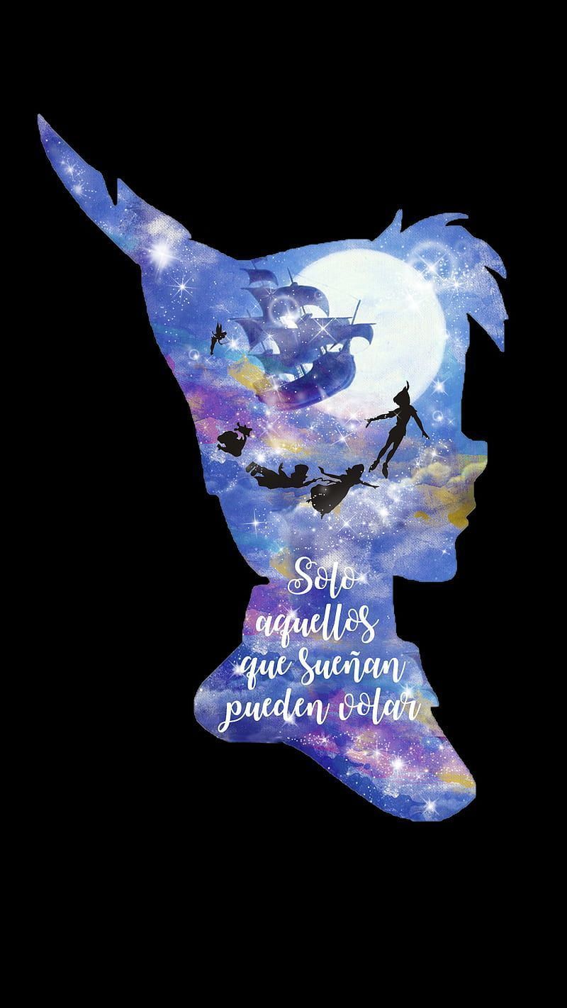 Peter Pan silhouette with the quote 