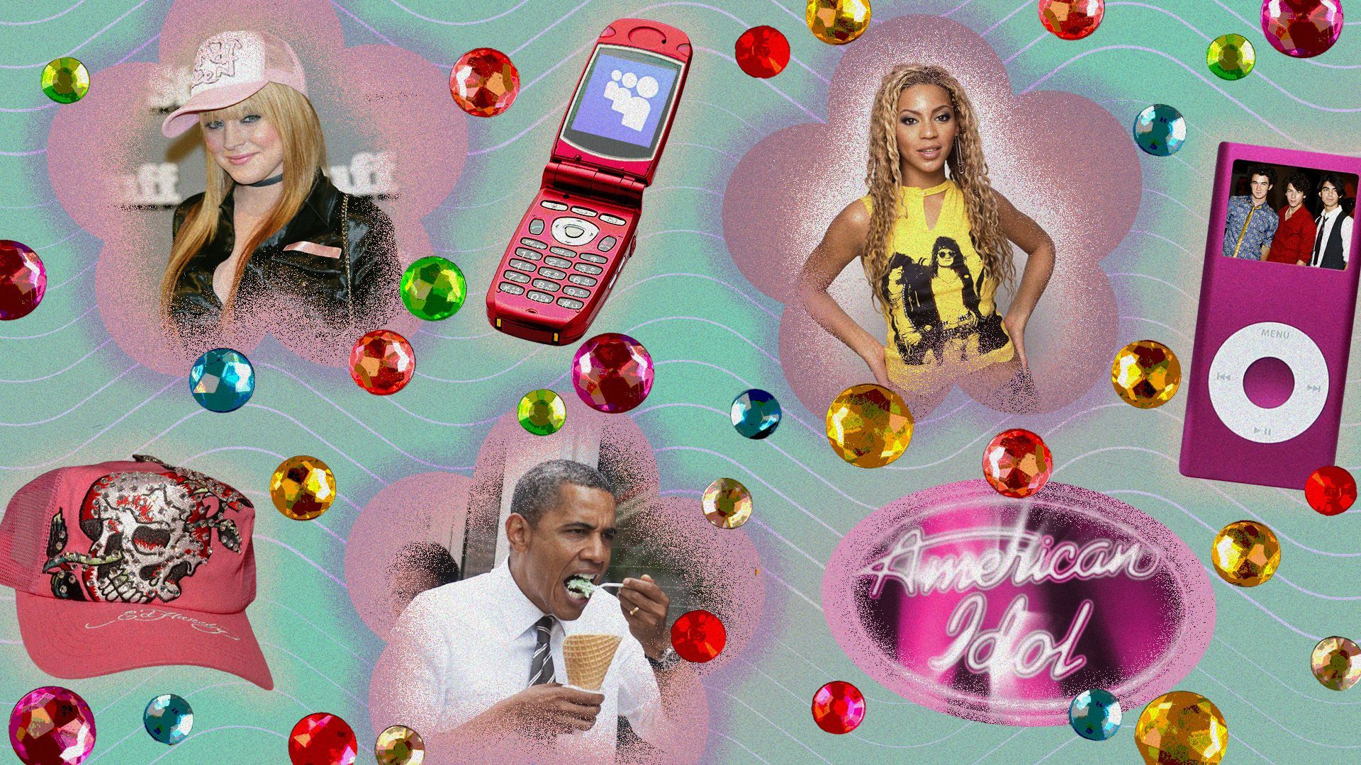 Pink 2000s Pattern Wallpaper And Stick Or Non Pasted By Matklad