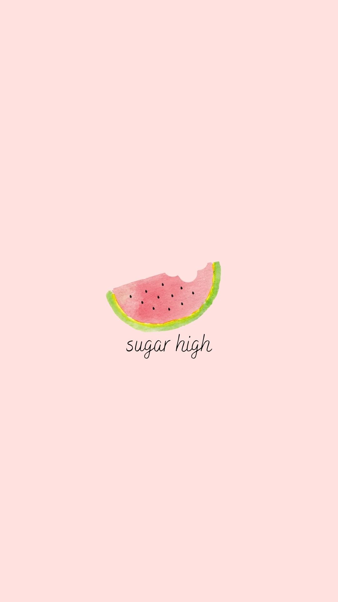 A watermelon slice with the words sugar high - Watermelon