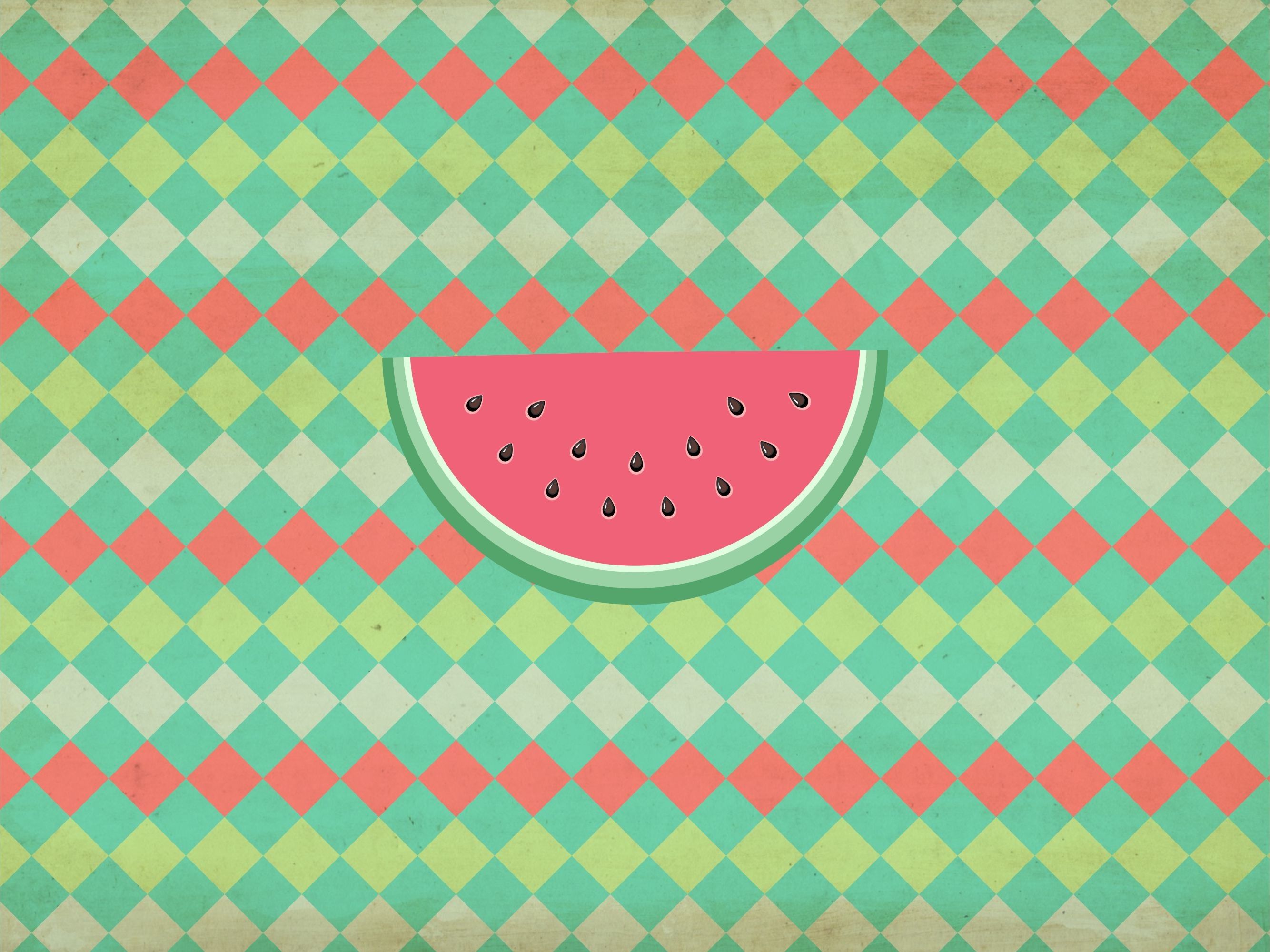 Watermelon on a green and red patterned background - Watermelon