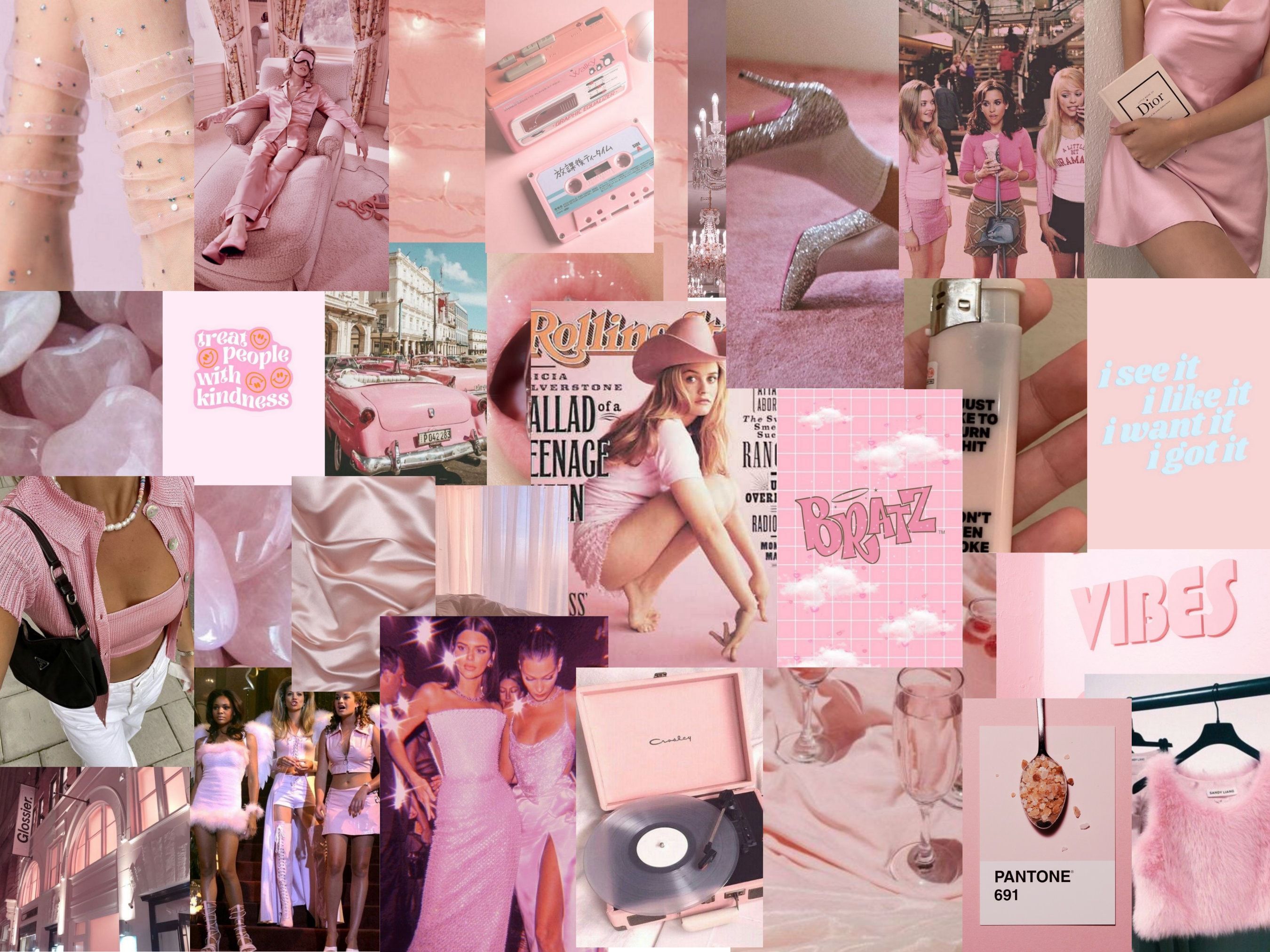 Ultimate Soft Pink Y2K Aesthetic Collage Kit Y2K Early 2000s