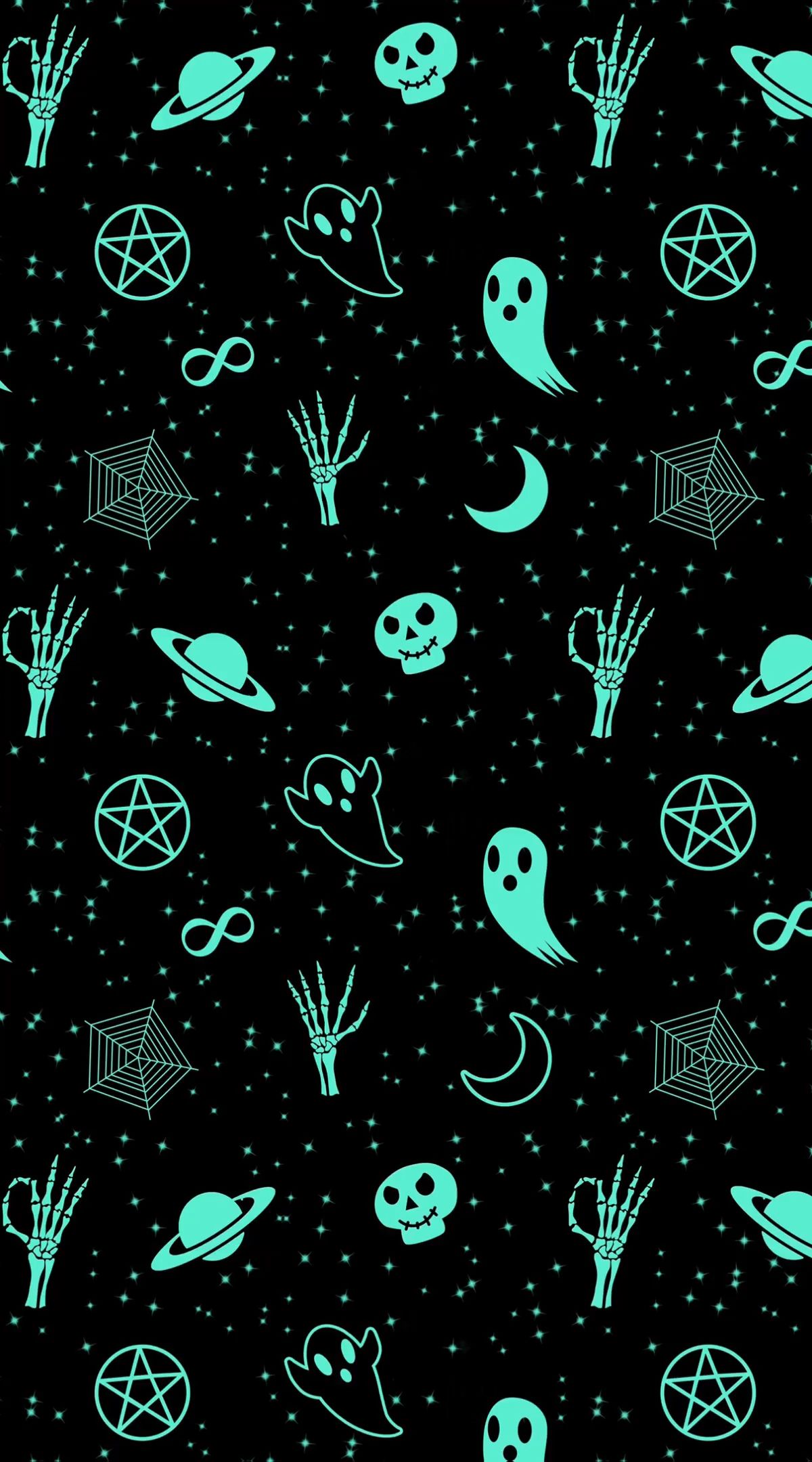 Halloween phone background, glow in the dark - Witch