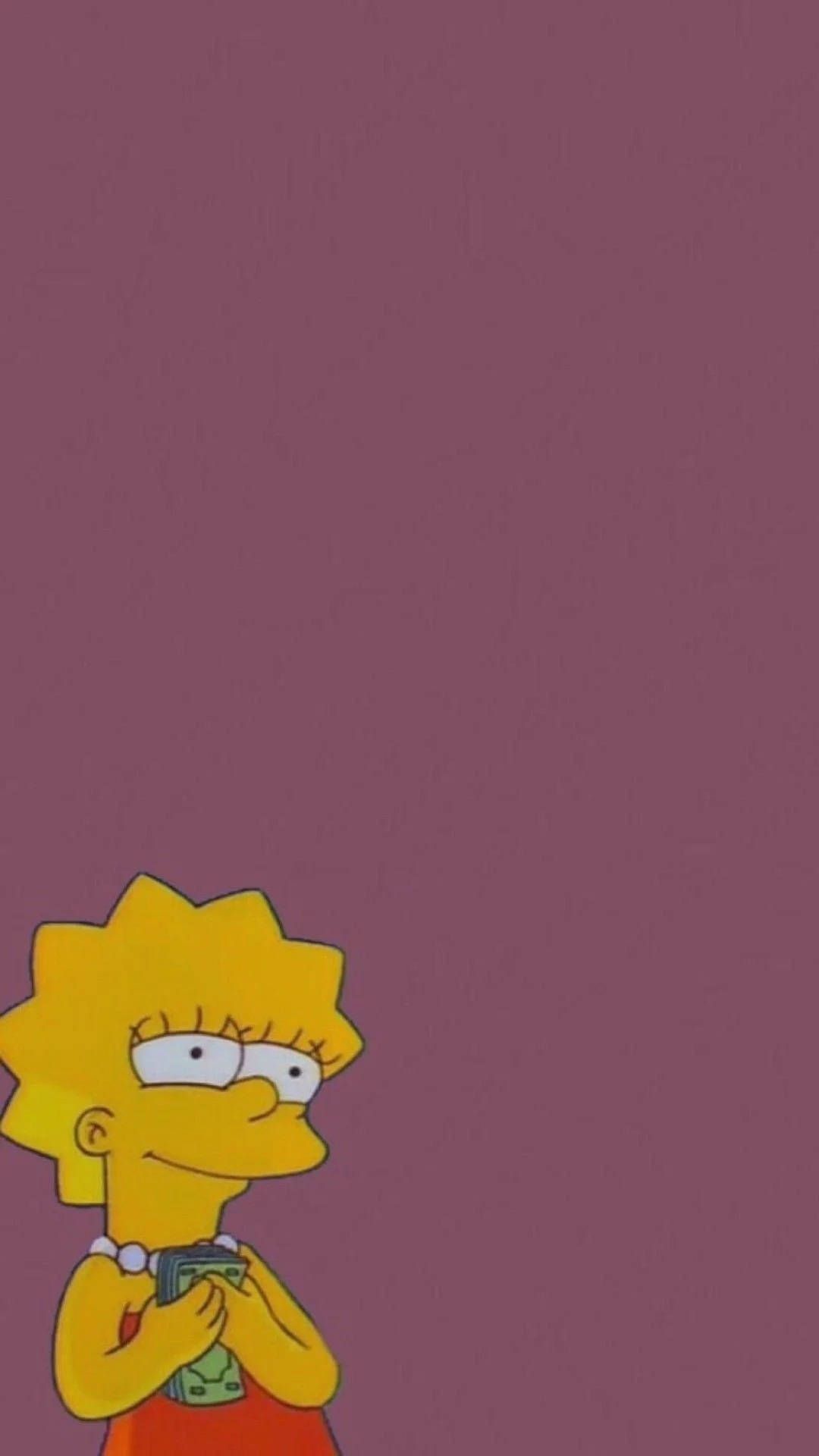 Download Aesthetic Cartoon Lisa Simpson With Money Wallpaper