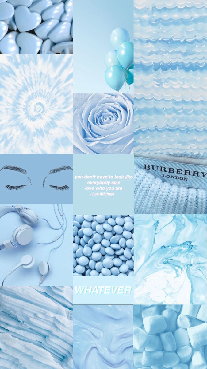 Aesthetic blue background with a variety of blue images - Pastel blue, blue