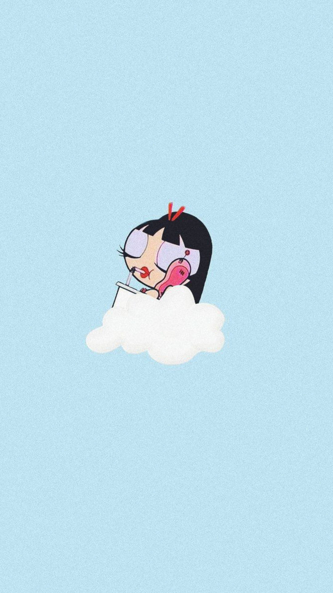 Download Baddie Cartoon Powerpuff Girl With Black Hair Wallpaper