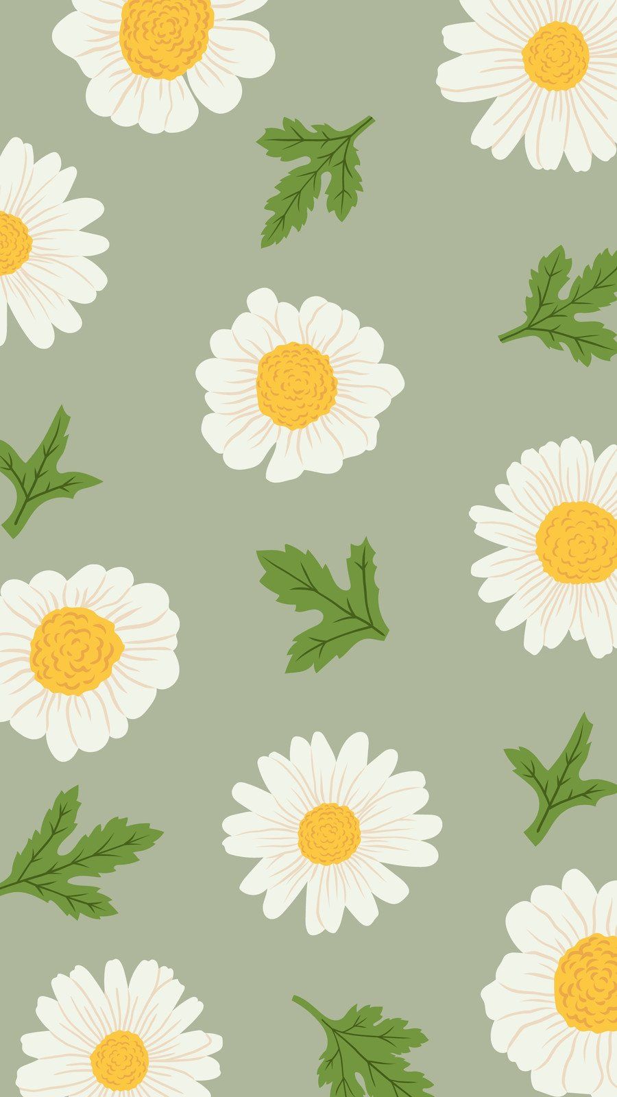 A cute wallpaper of daisies on a green background - Pastel green