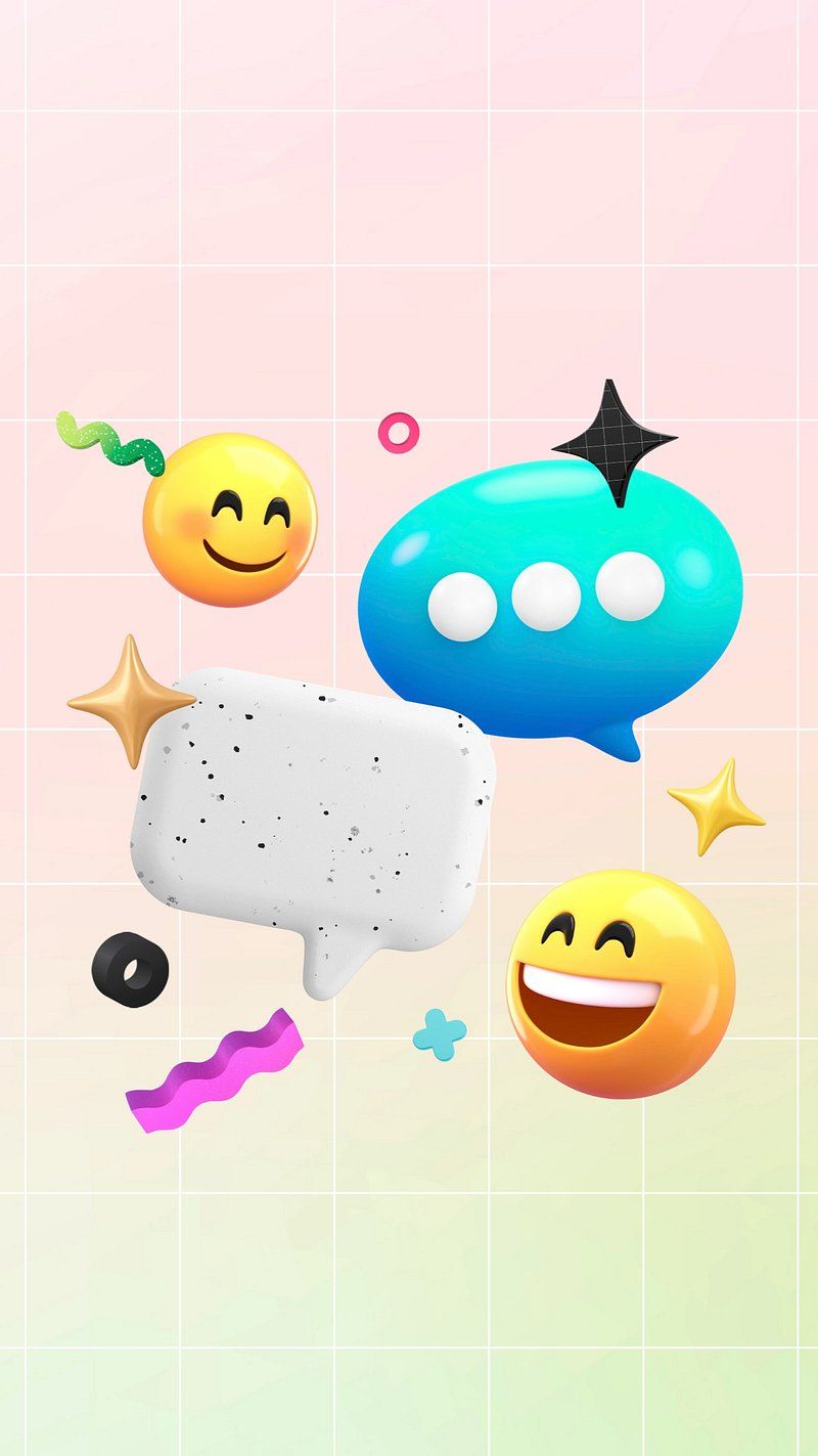 IPhone wallpaper with a colorful design of emojis and text boxes - Emoji