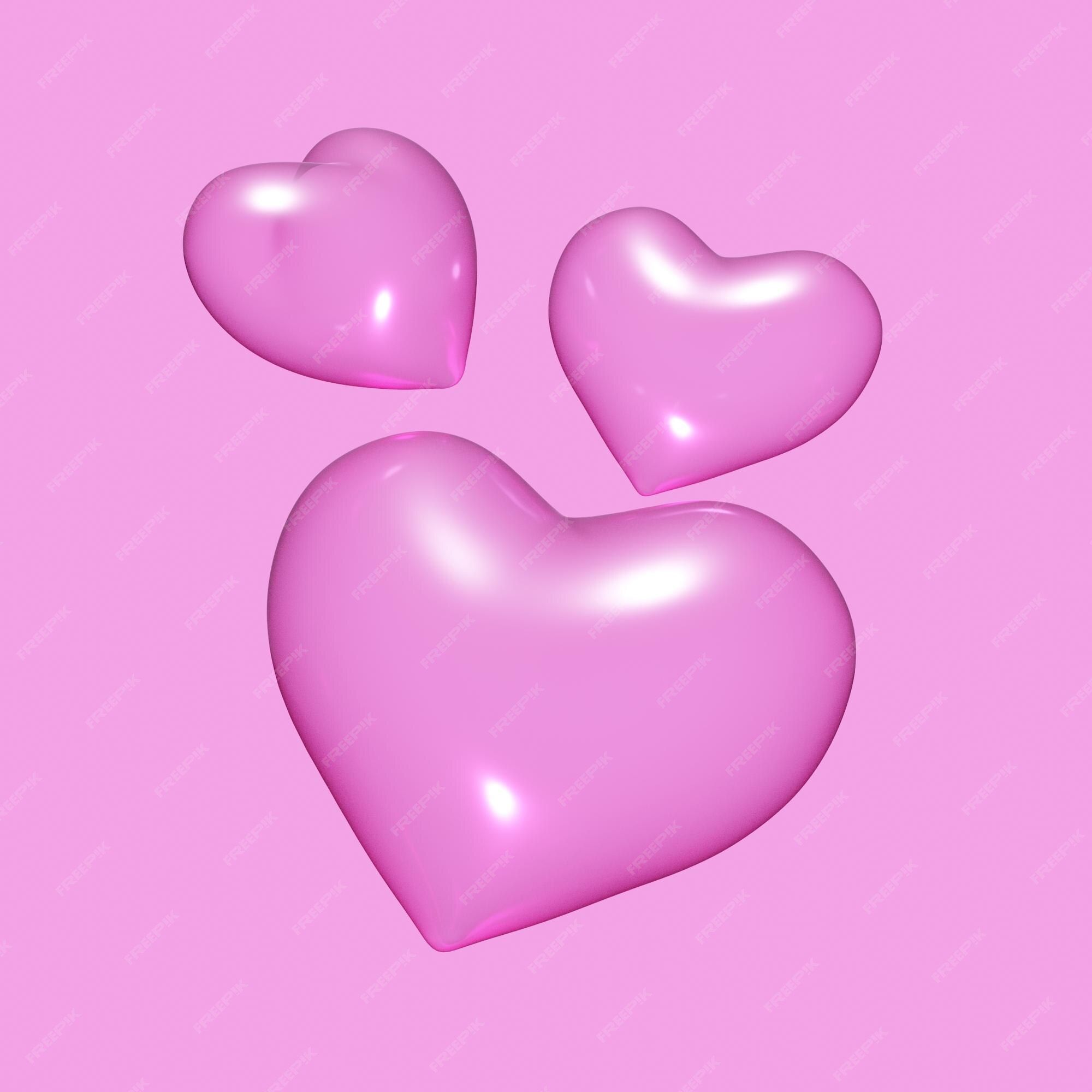 Premium Photod render pink background with three hearts on it and the word love on it