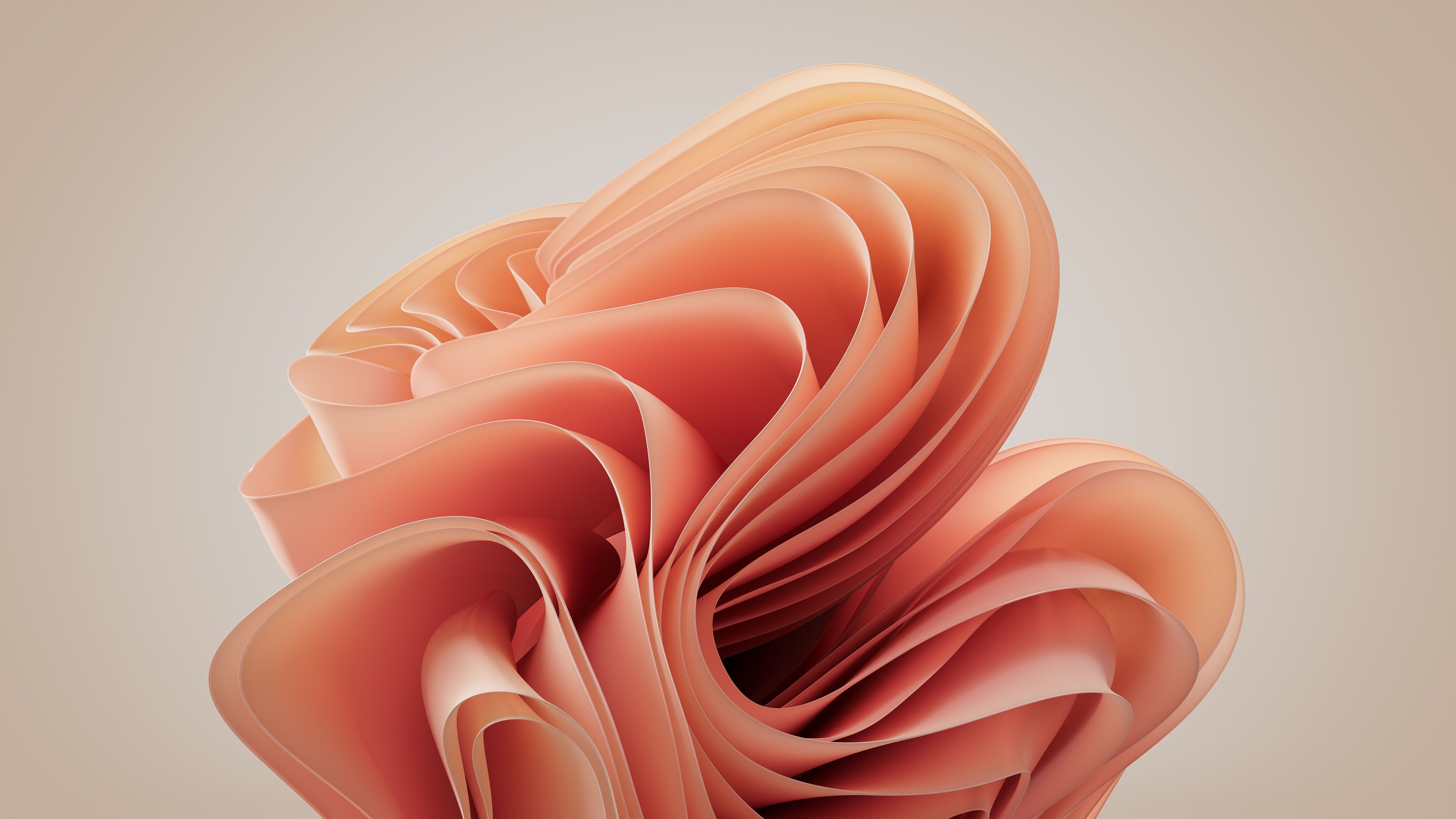A 3D image of a sculpture made of curled paper. - Pastel orange