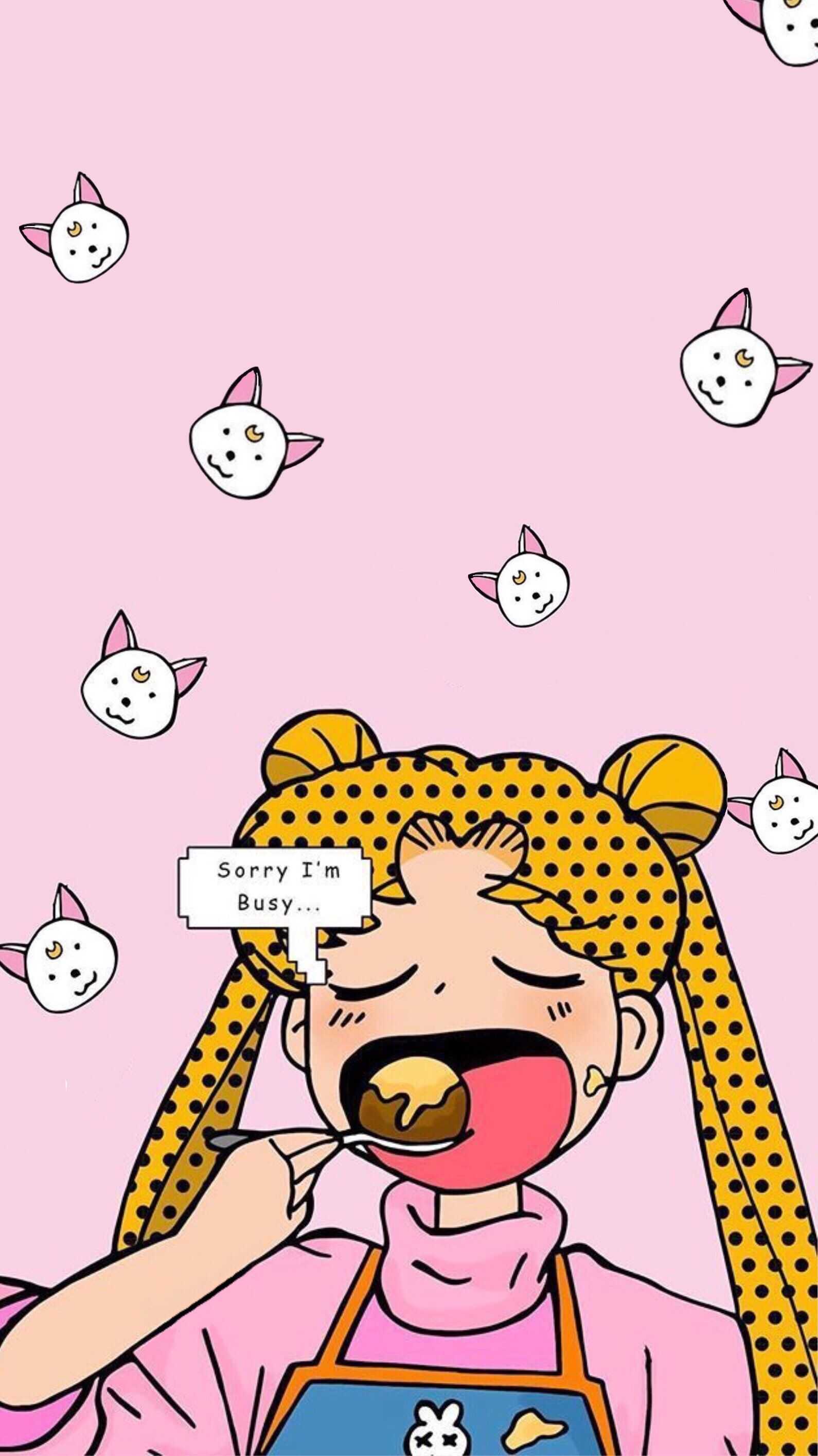 Wallpaper of cartoon girl with a pacifier in her mouth - Sailor Moon