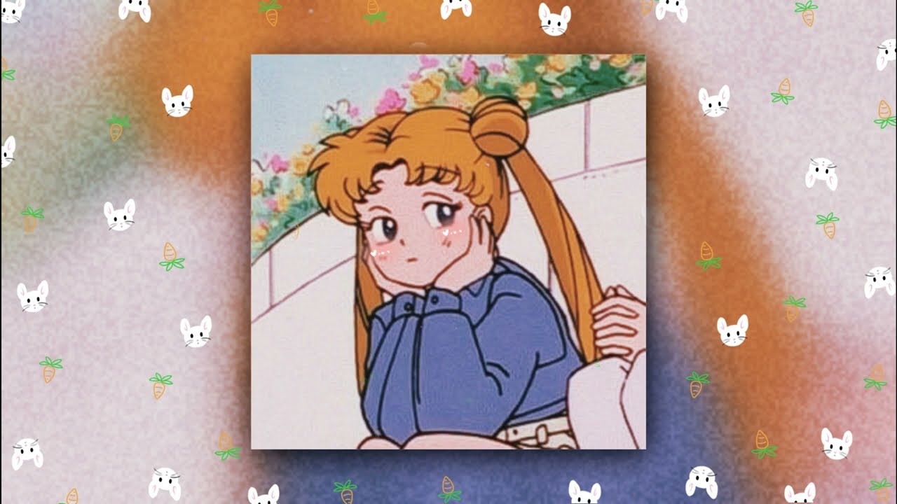 A picture of a character from Sailor Moon, with a wallpaper of cats and carrots in the background. - Sailor Moon