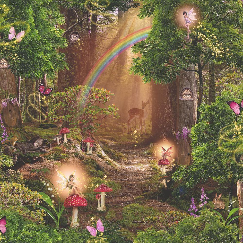 A fairy forest with rainbow and mushrooms - Garden
