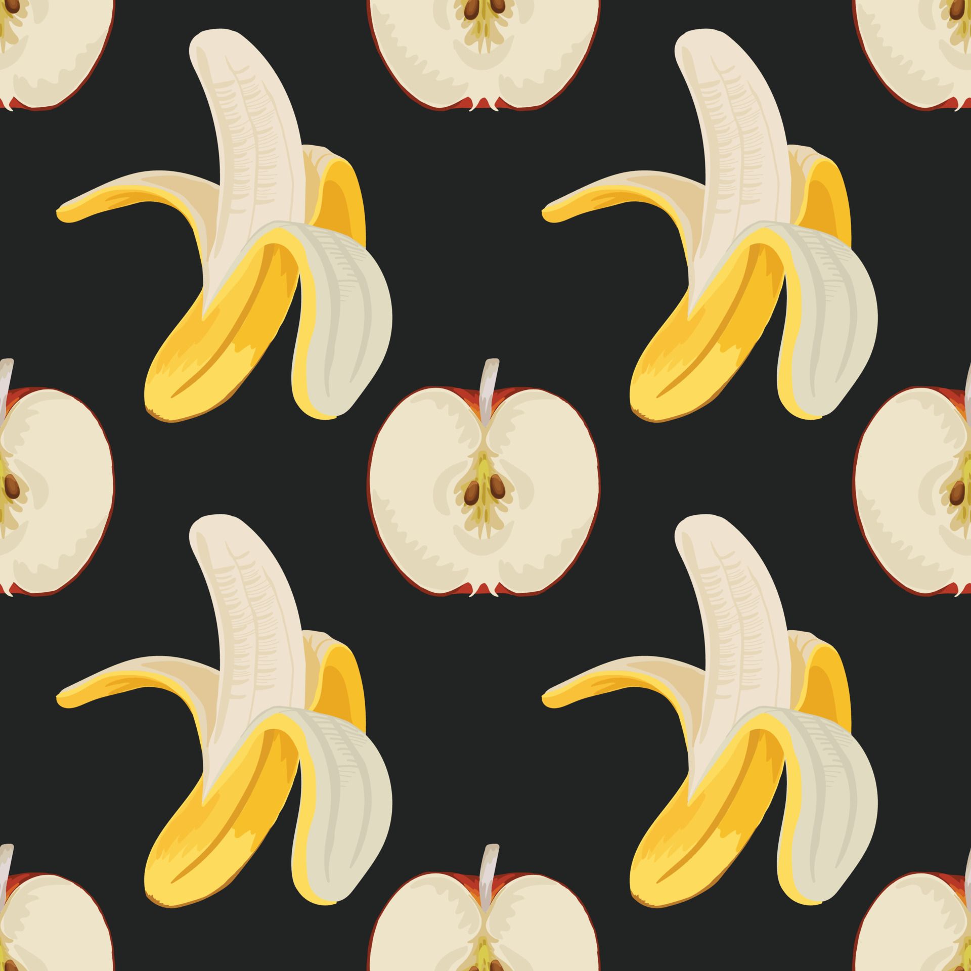 A pattern of half bananas and apples - Banana