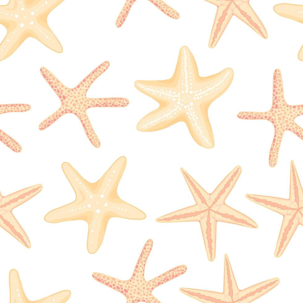 Starfish hand drawn vector seamless pattern. Marine underwater background for wrapping paper, fabric, textile, wallpaper, decor