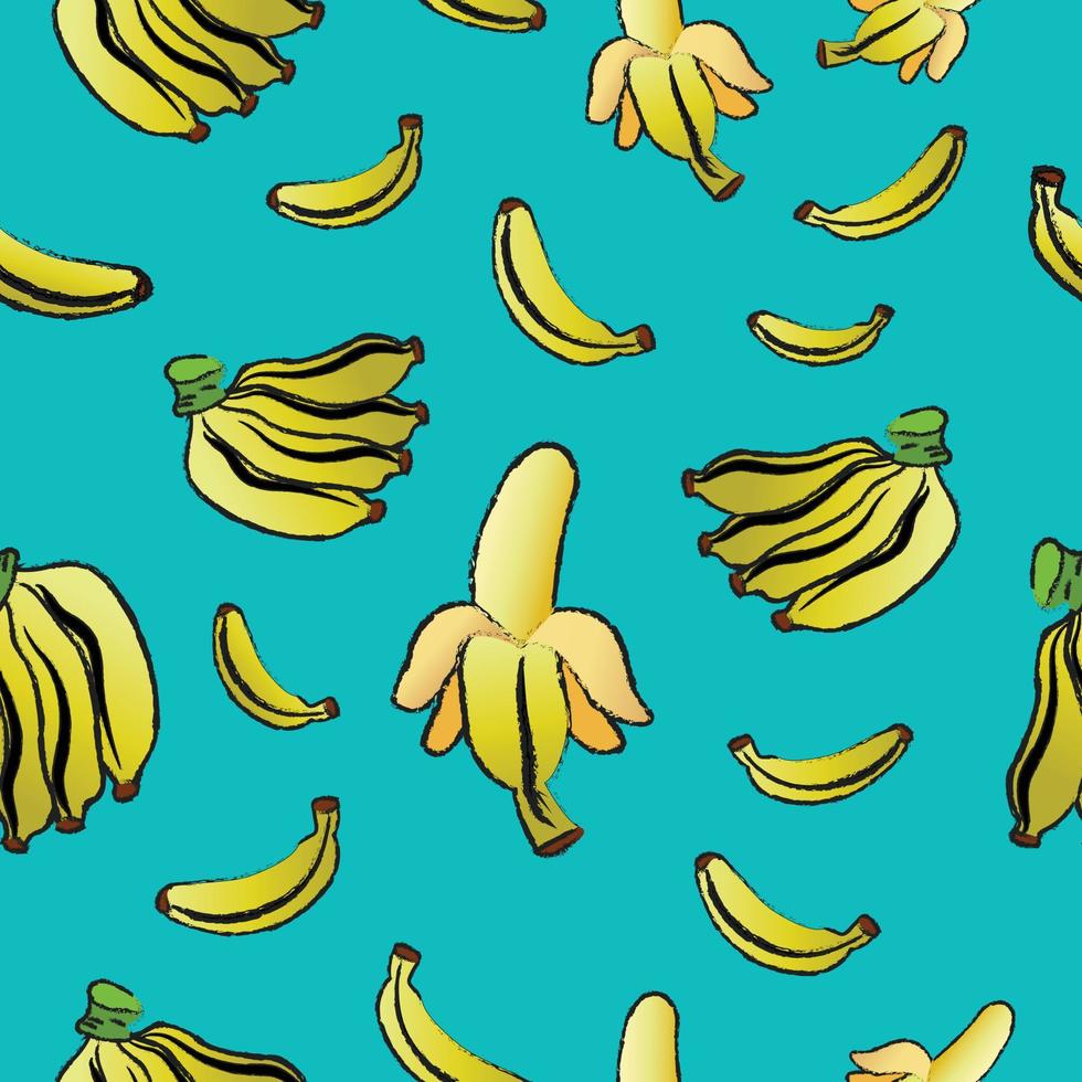Banana pattern seamless vector on blue color background, fruit pattern seamless wallpaper
