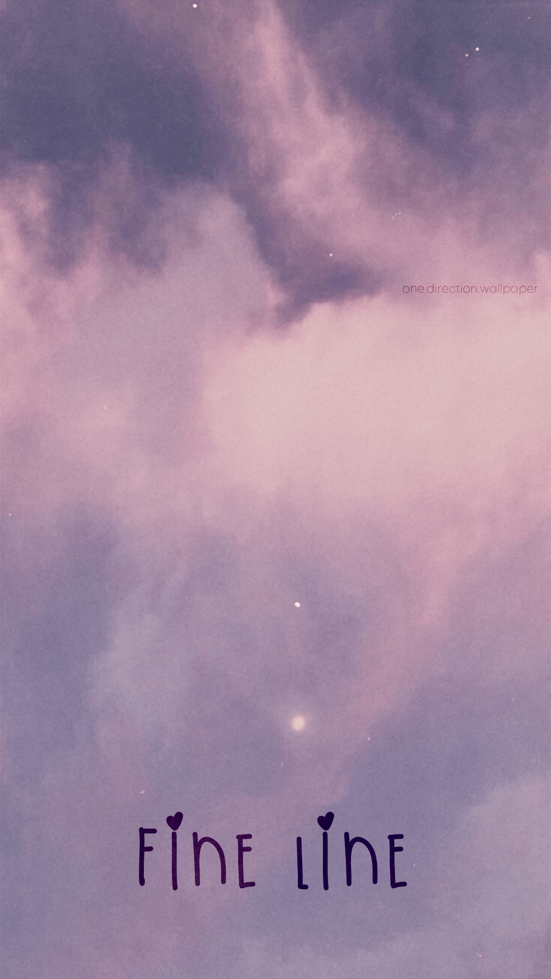 A purple and pink sky with the words Fine Line at the bottom - One Direction
