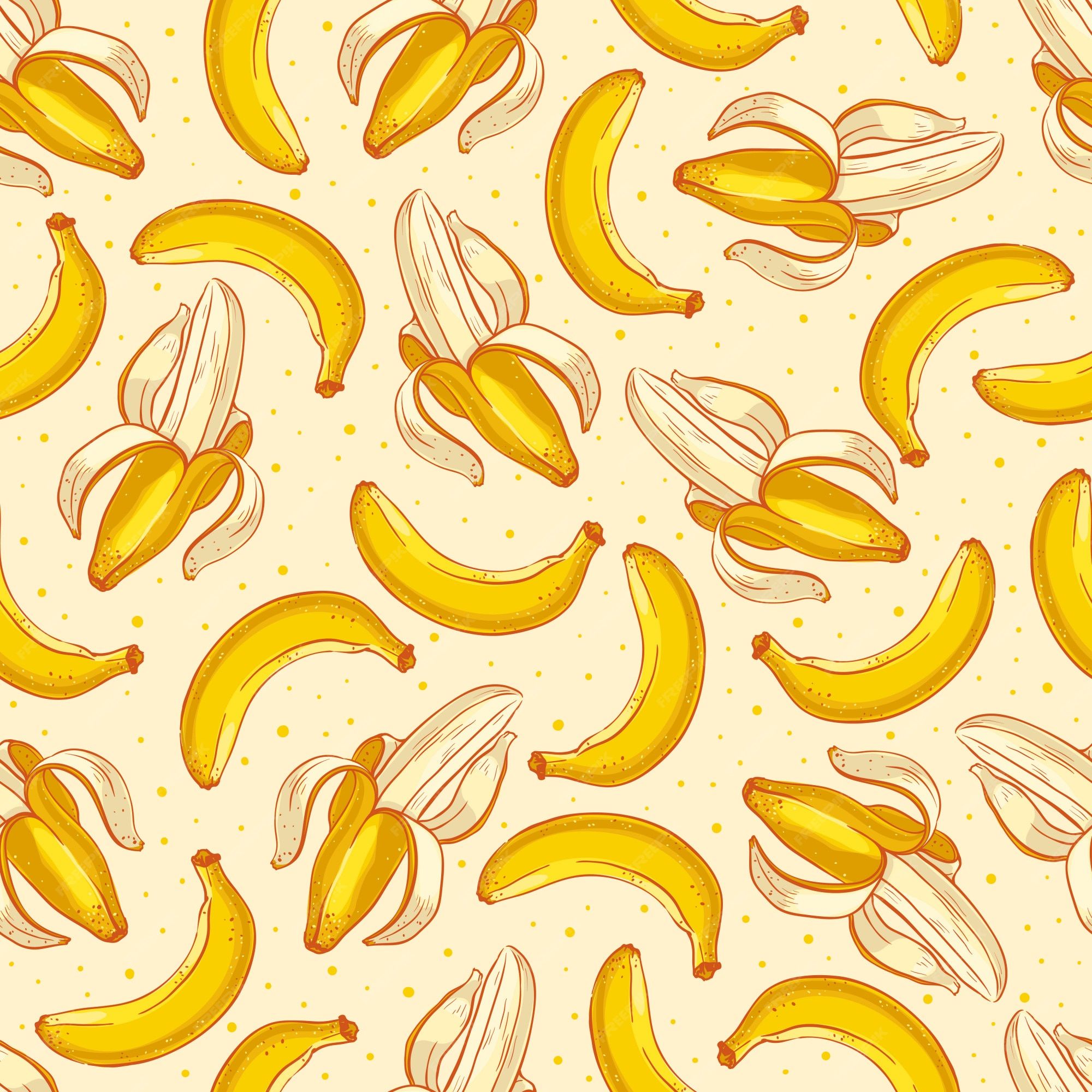 Premium Vector. Cute seamless background with yellow bananas