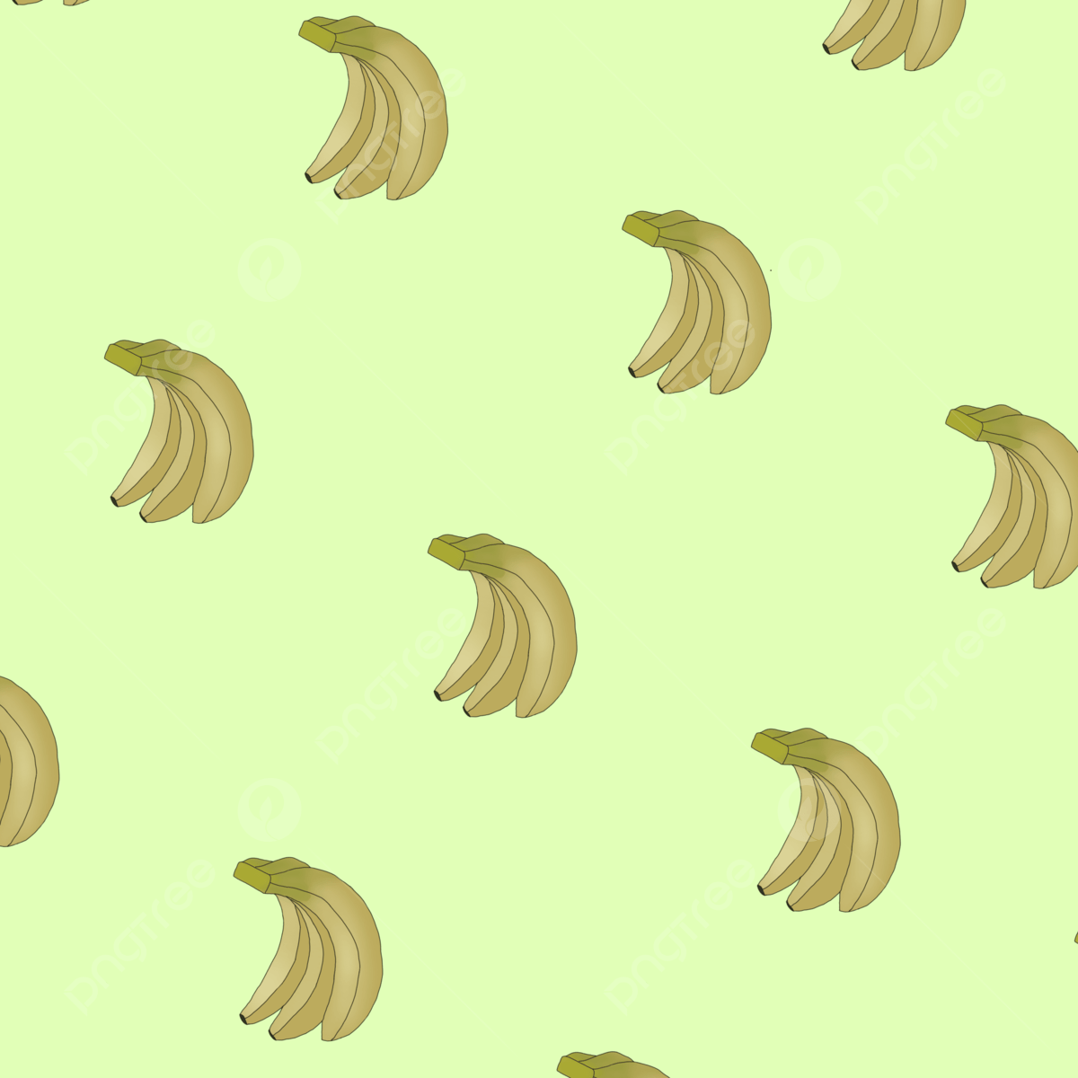 A pattern of bananas on a green background - Banana