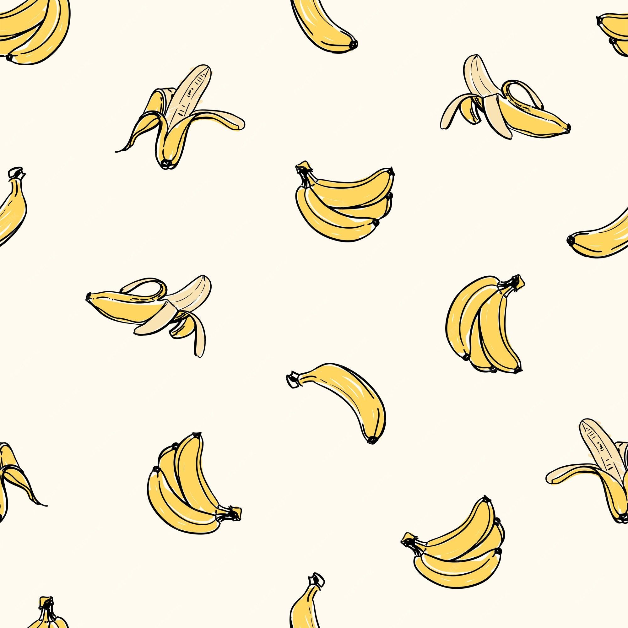 A pattern of bananas on a cream background - Banana