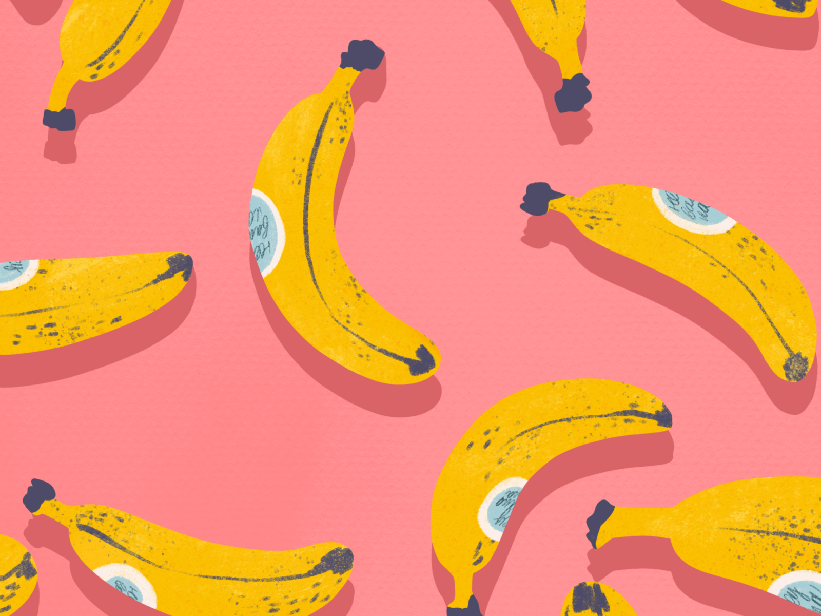 A pattern of bananas on a pink background - Banana