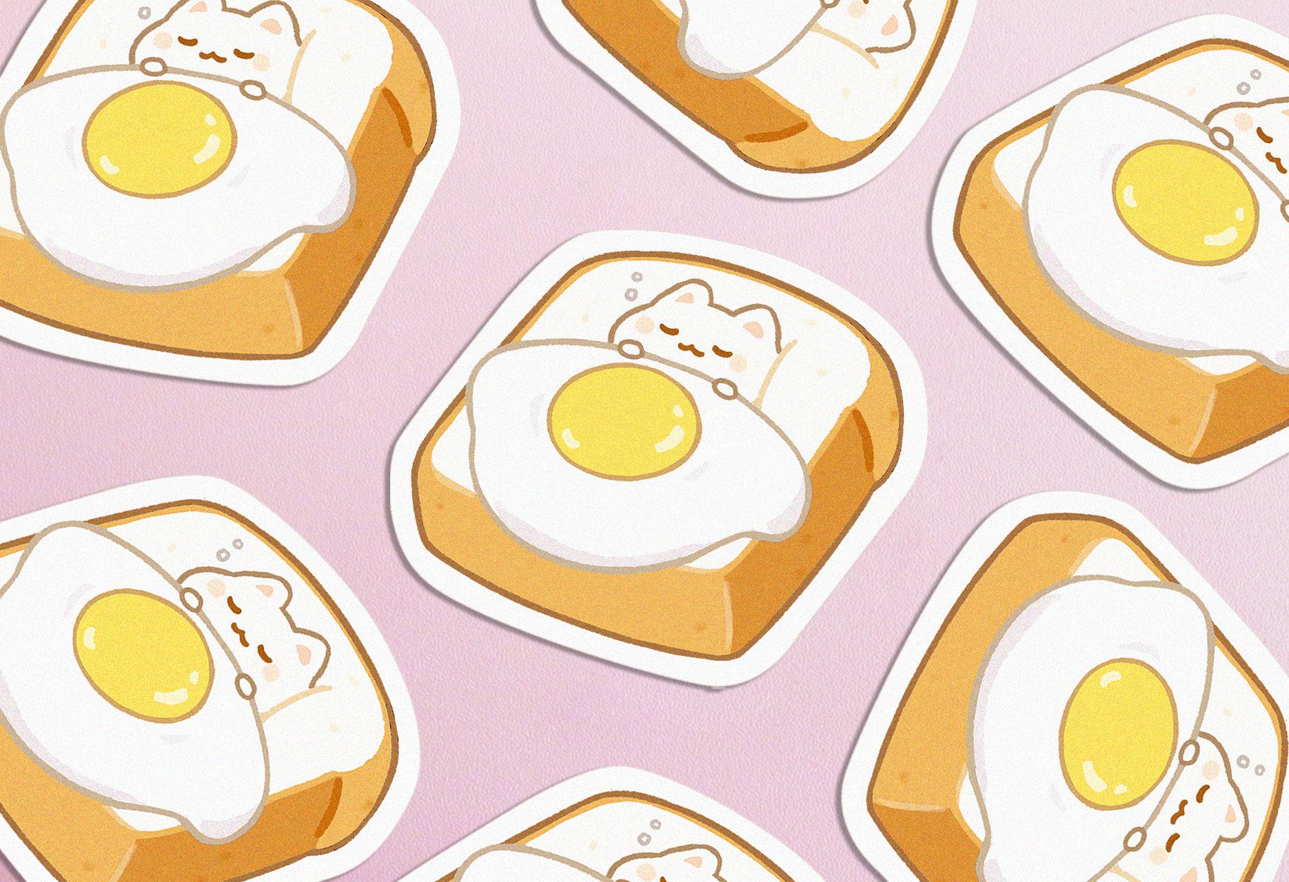 Egg Toast Bed Kitty Sticker Cat Sticker Cute Animal Kawaii