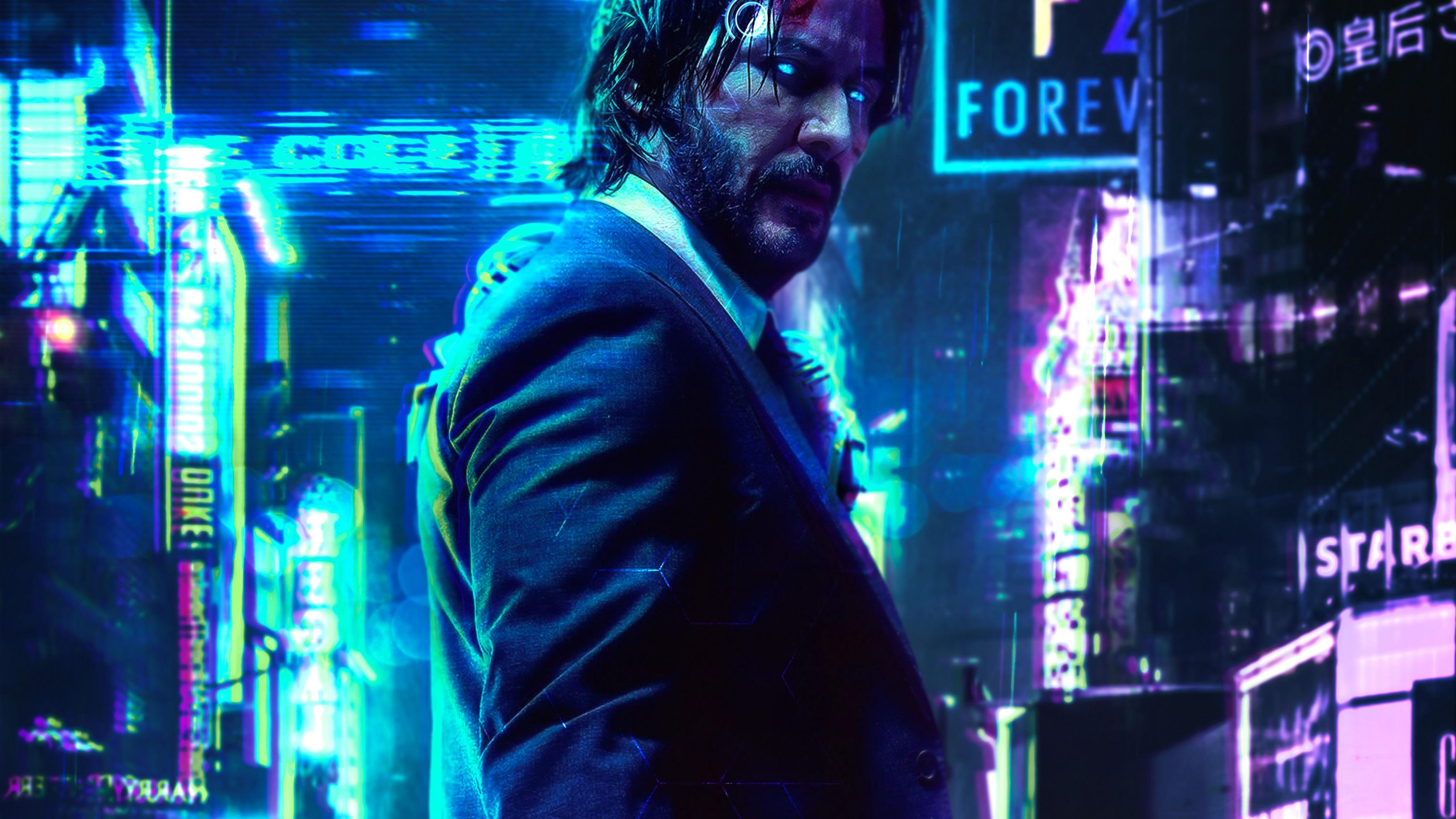 Cyberpunk 2077 Wallpaper 4K, John Wick, Keanu Reeves