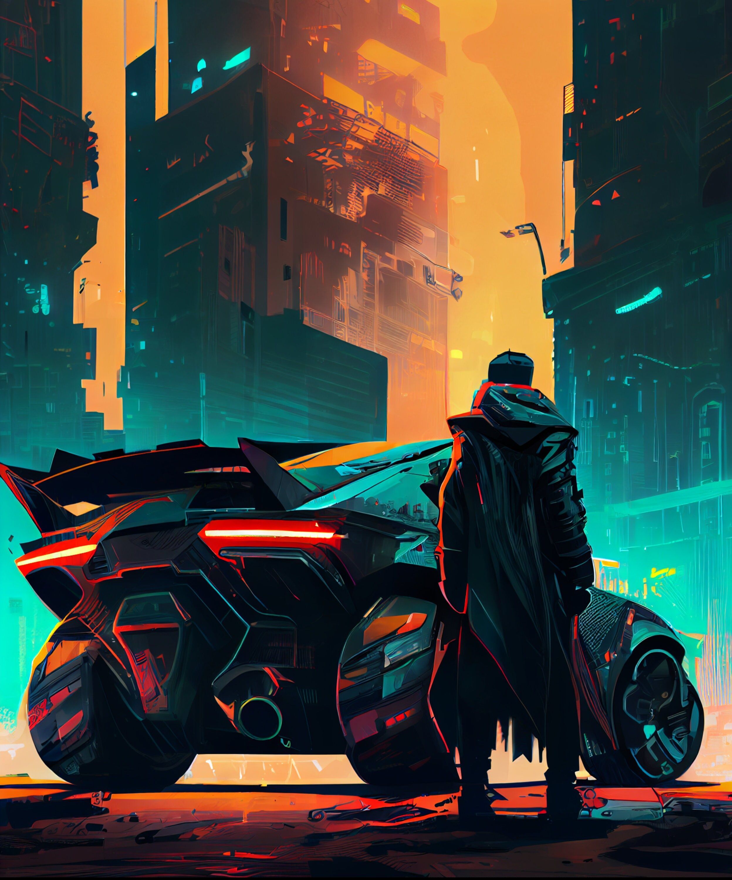 Futuristic Vehicle AI Art Cyberpunk Aesthetic