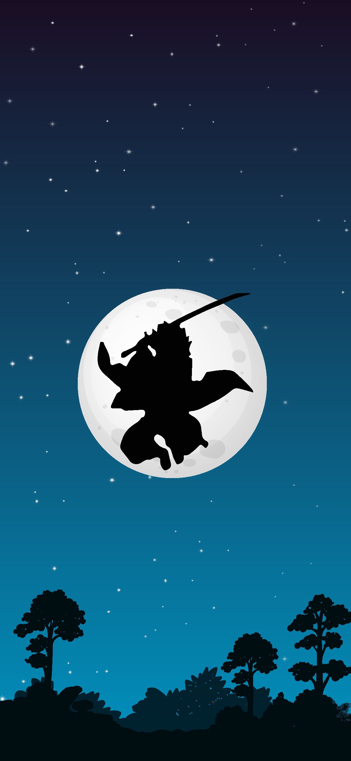 A silhouette of samurai with sword in the sky - Demon Slayer