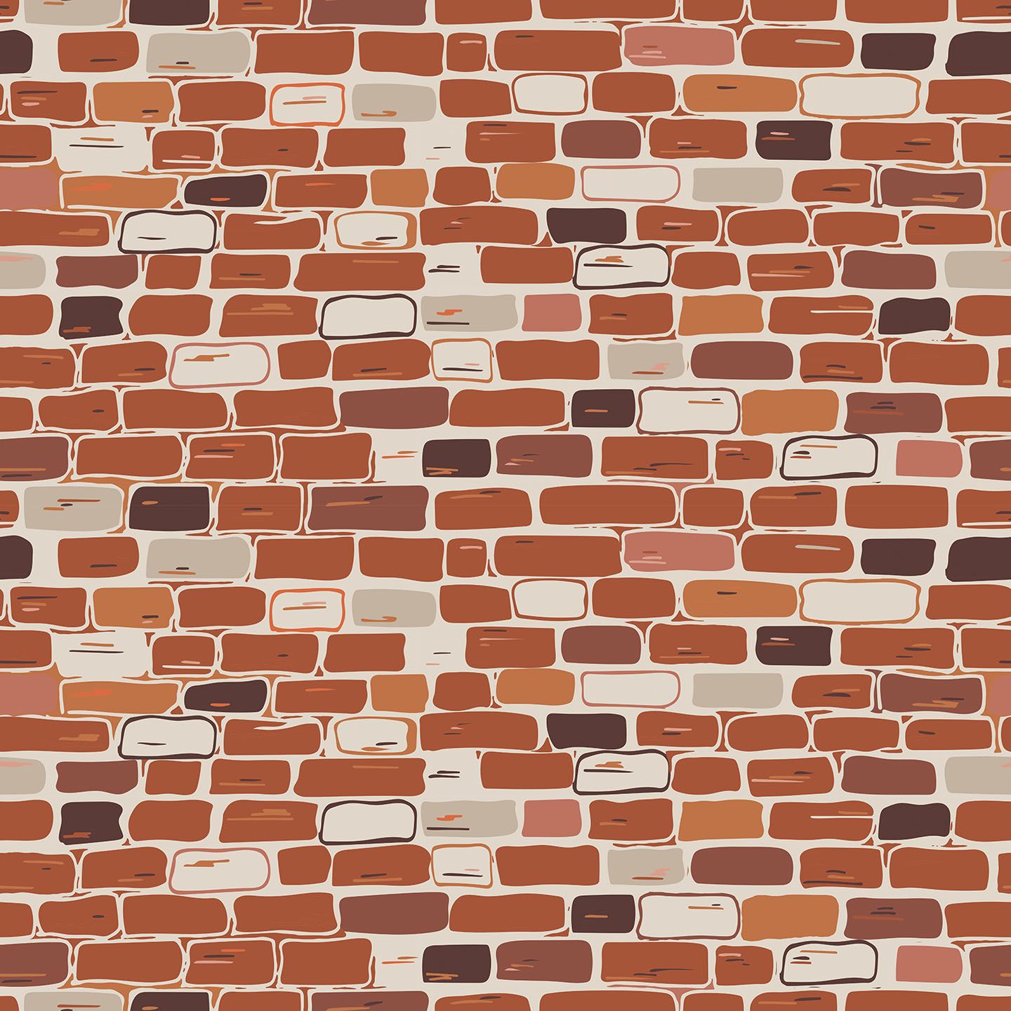A brick wall pattern in a variety of shades of brown - Terracotta