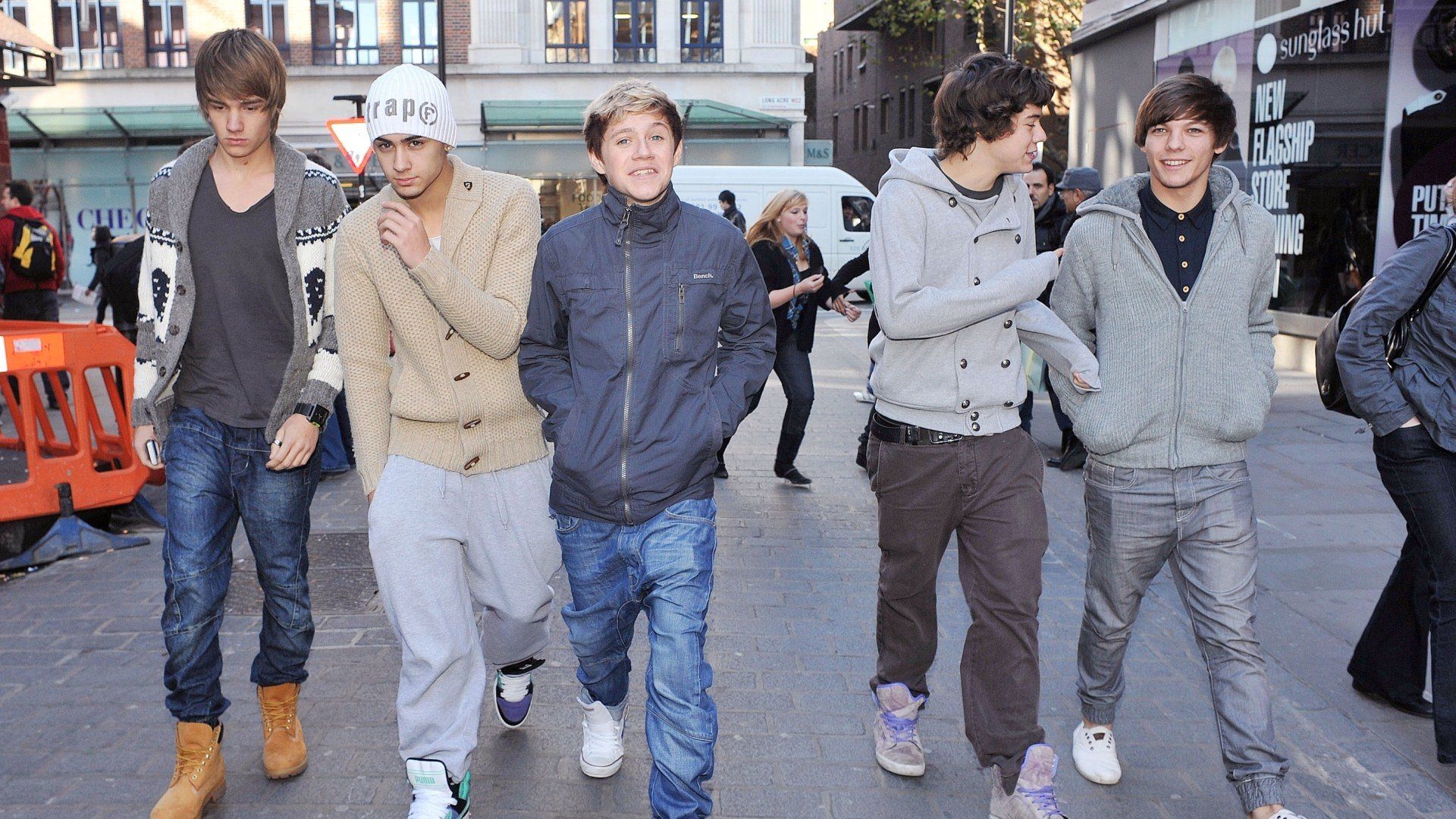 One Direction walking down the street - One Direction