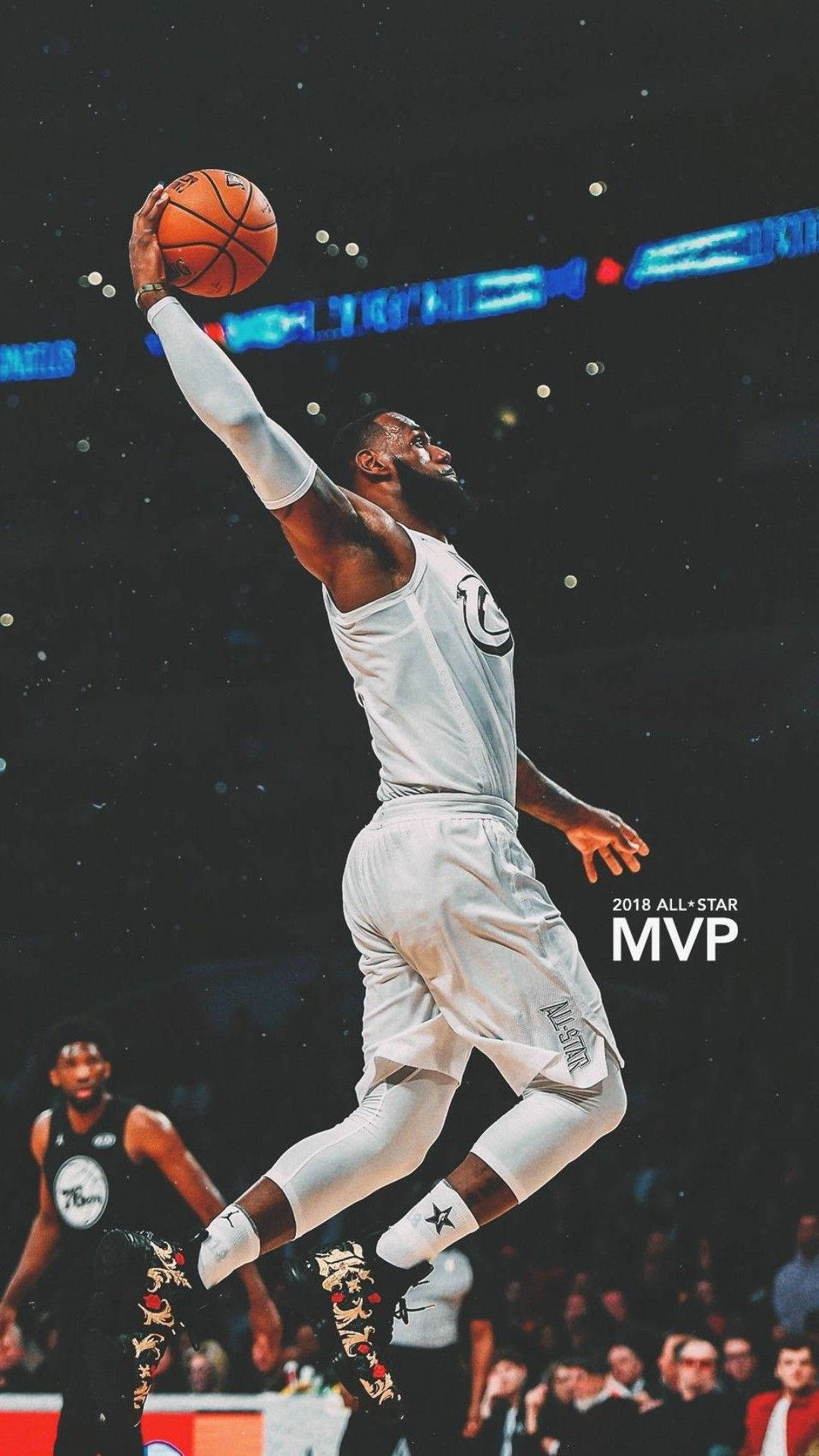 Download Lebron James slams in the 2018 NBA All Star MVP Dunk Wallpaper