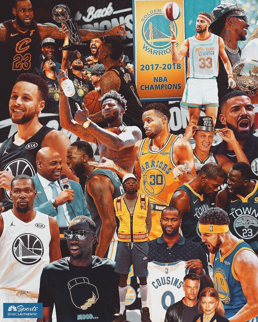 Collage of Golden state warriors players and their championships - Kobe Bryant