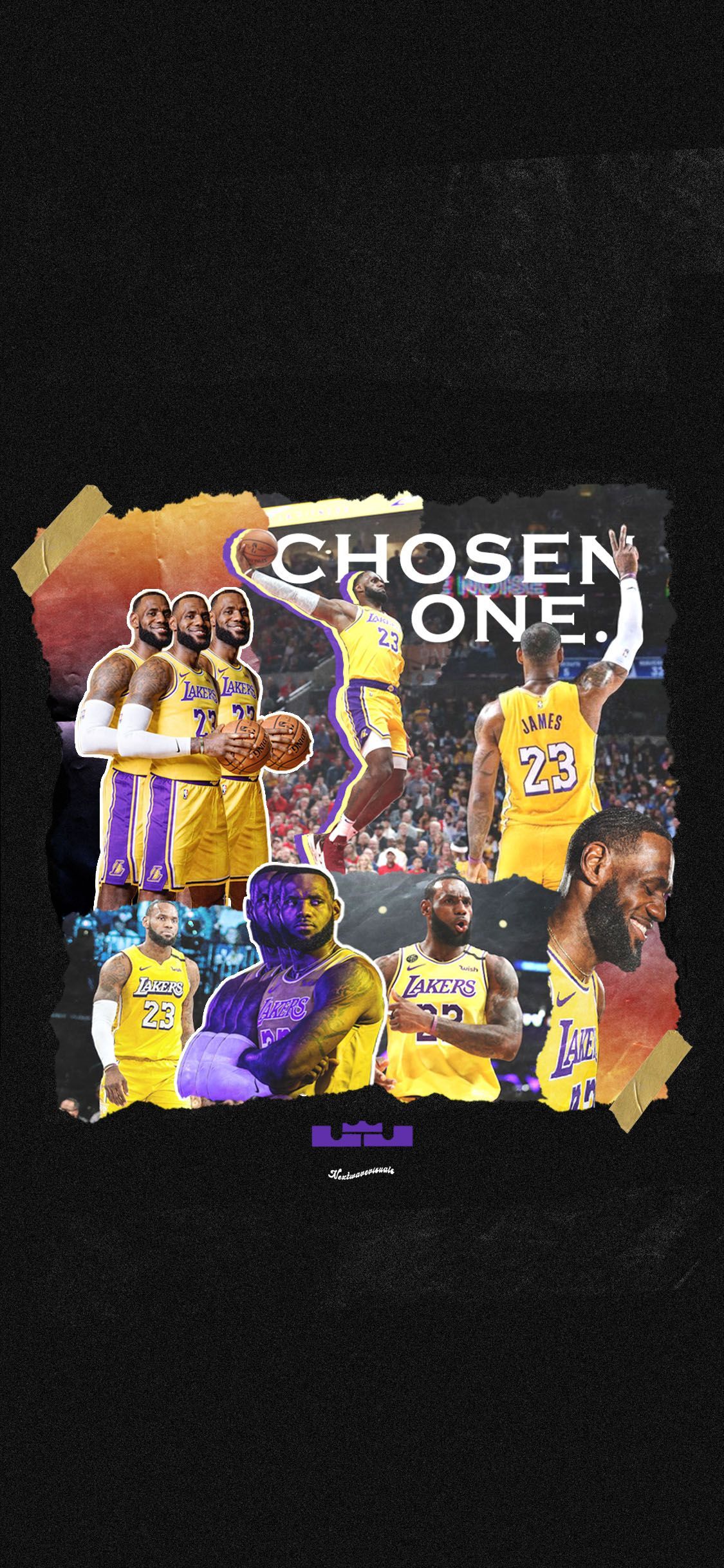 A collage of lebron James on a Lakers wallpaper - Lebron James