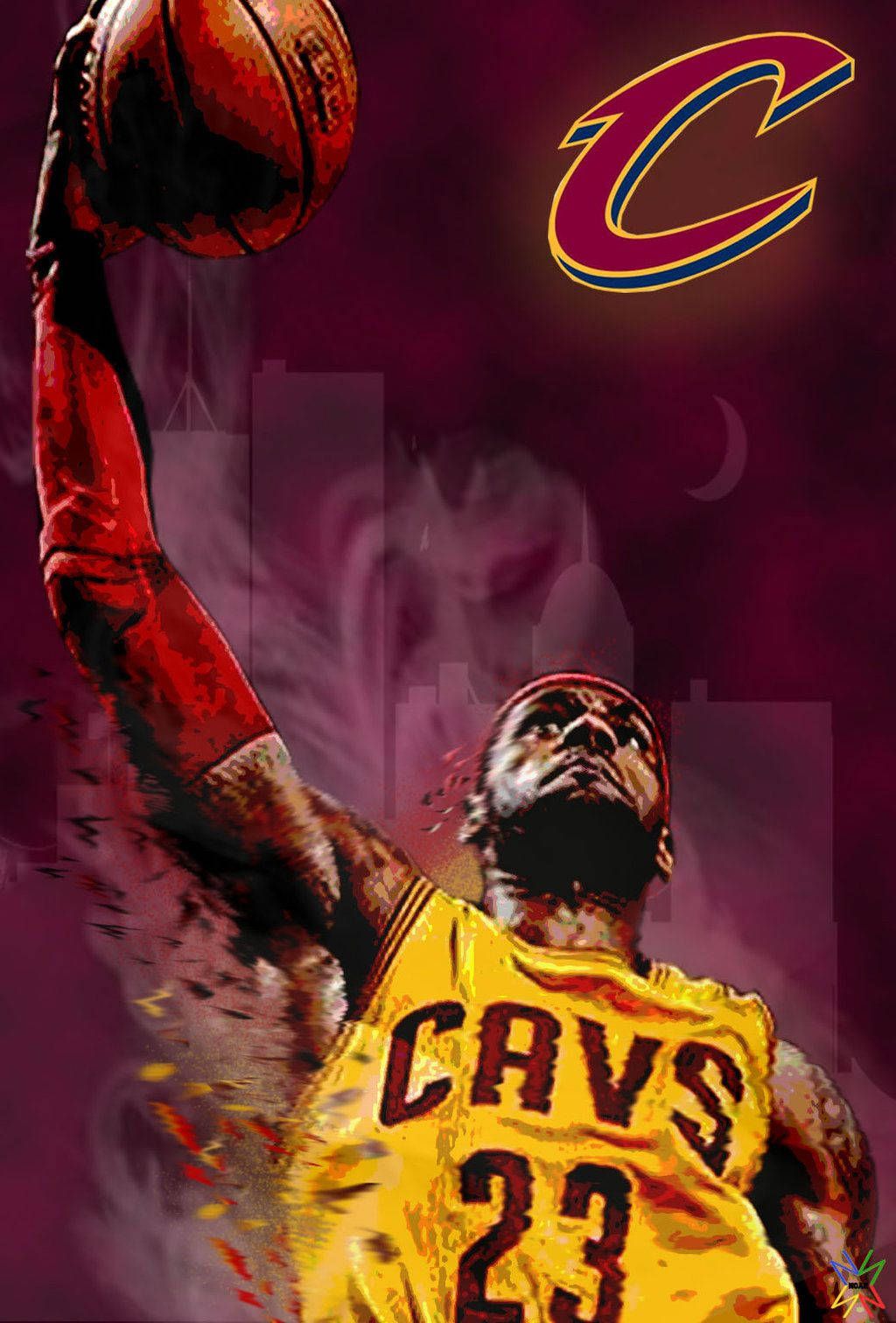 Download Basketball star Lebron James in his Cleveland Cavaliers jersey. Wallpaper