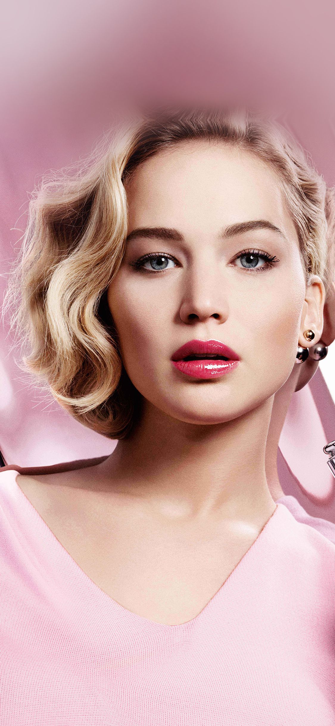 iPhone X wallpaper. jennifer lawrence pink model celebrity lips