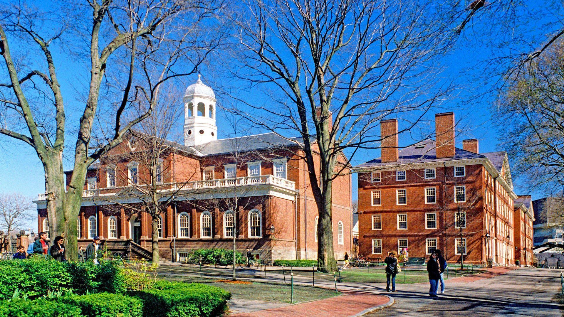 A red brick building with a white cupola is seen in the background. - Harvard