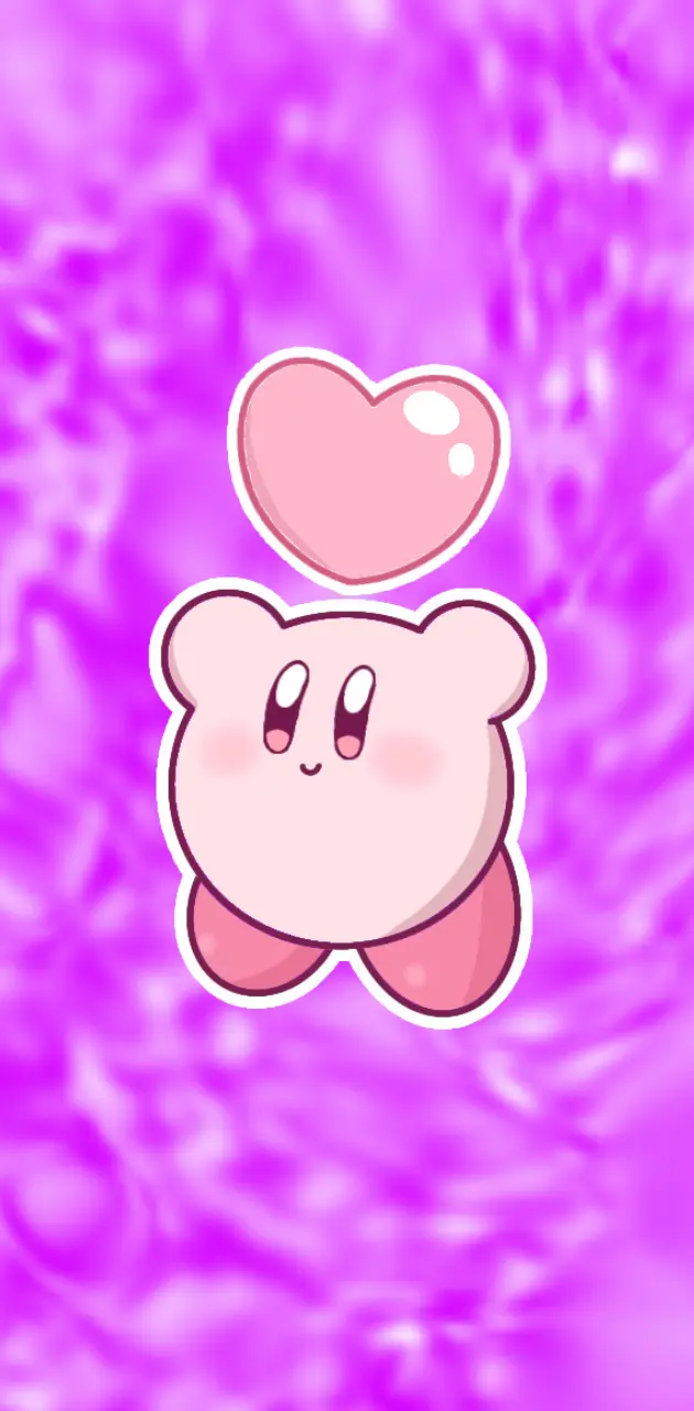 Kirby with a heart on a purple background - Kirby