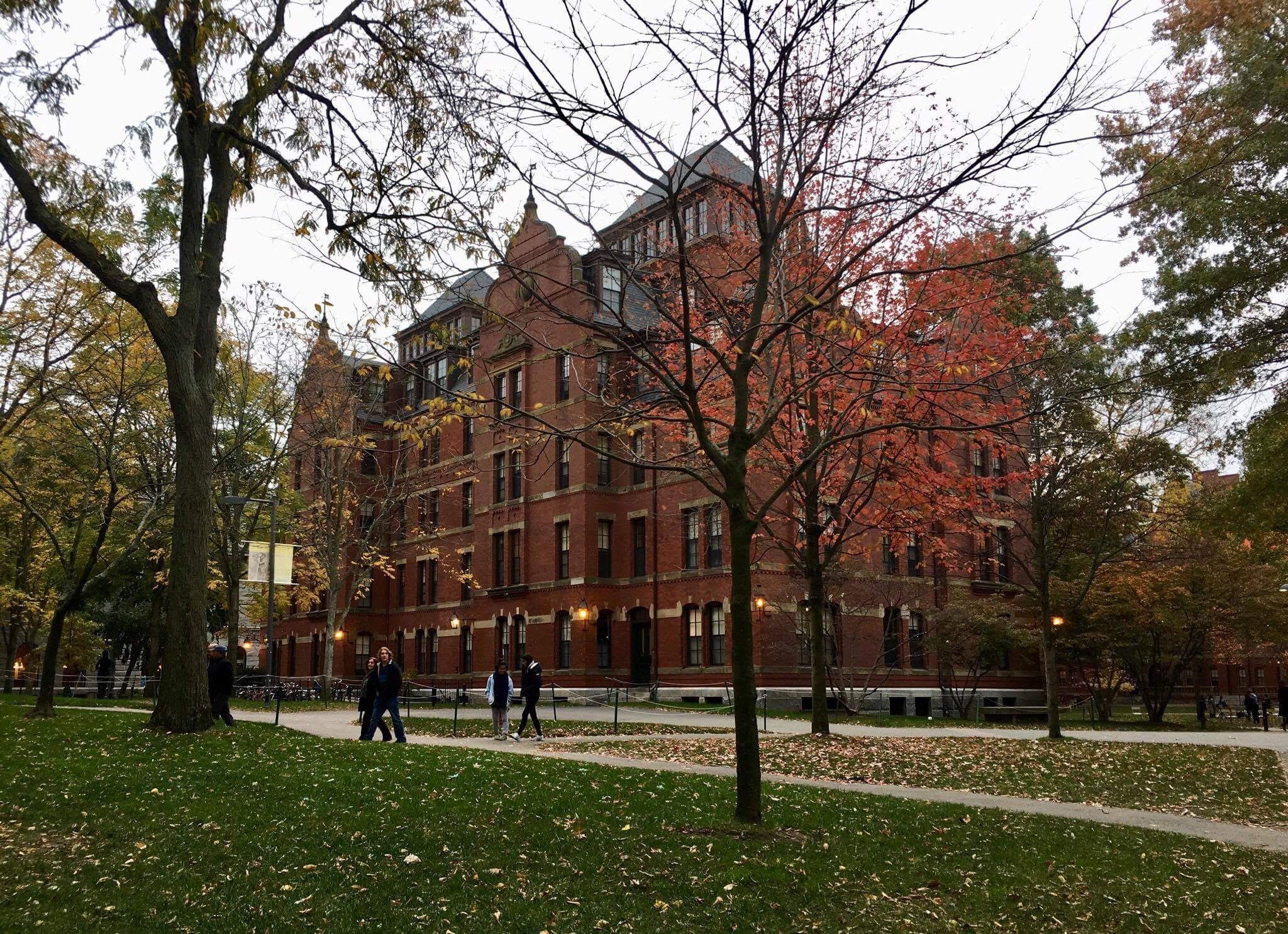 Students walk on the Harvard University campus in Cambridge, Mass. The school's endowment has lost about 20 percent of its value since the start of the year. - Harvard