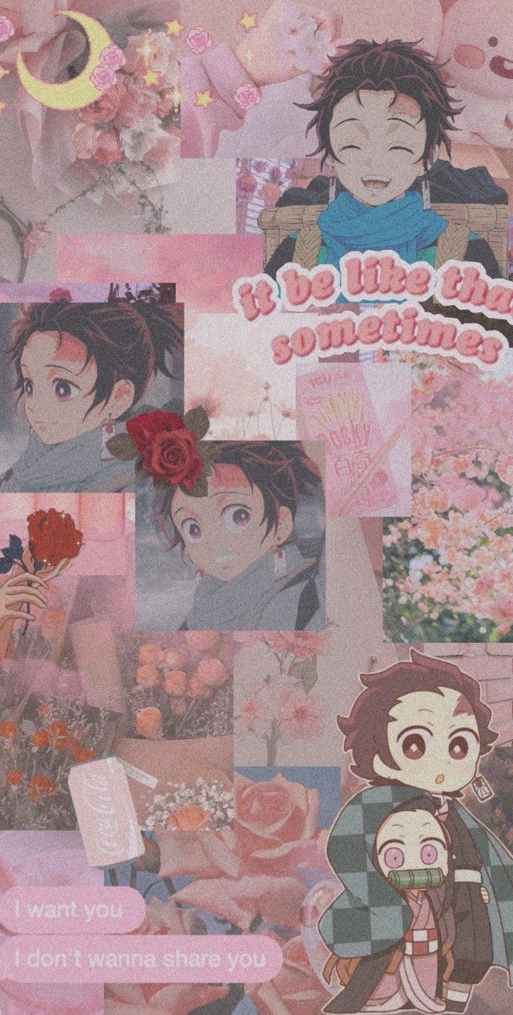 Tanjiro wallpaper <3. Pink wallpaper anime, Anime, Aesthetic anime