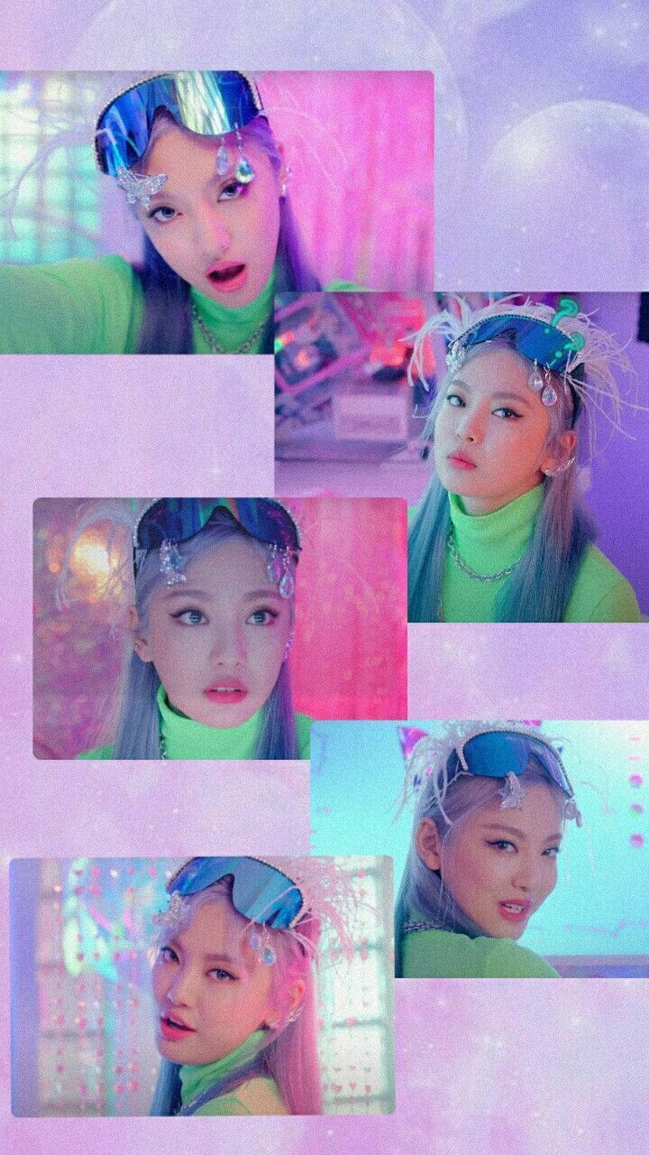 Aesthetic pastel purple and blue picture of Rosé from BLACKPINK - Aespa