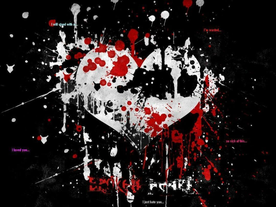 The poster for a horror movie with blood and hearts - Emo